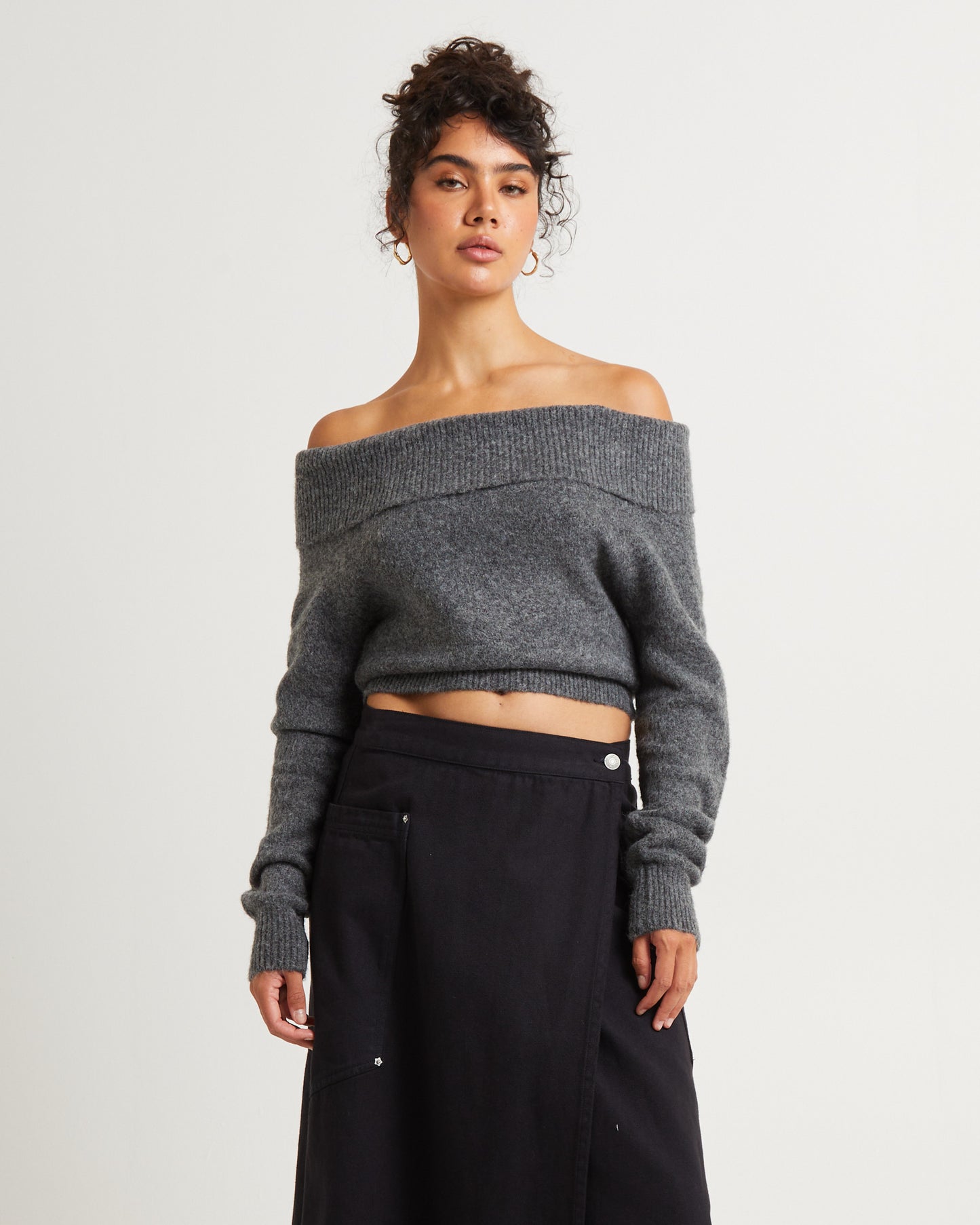 Milly Off Shoulder Knit Sweater