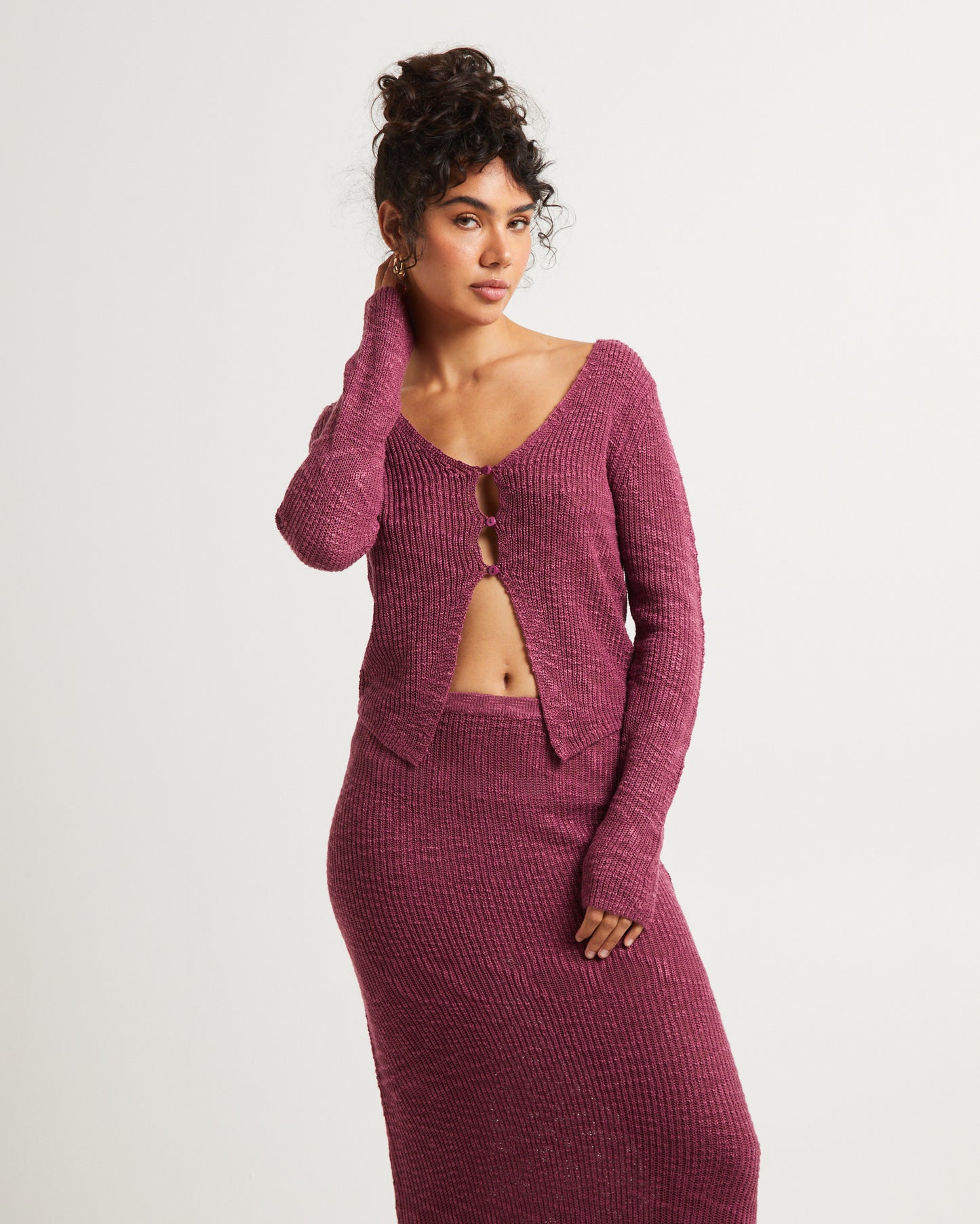 Rumi Long Sleeve Boucle Knit Top