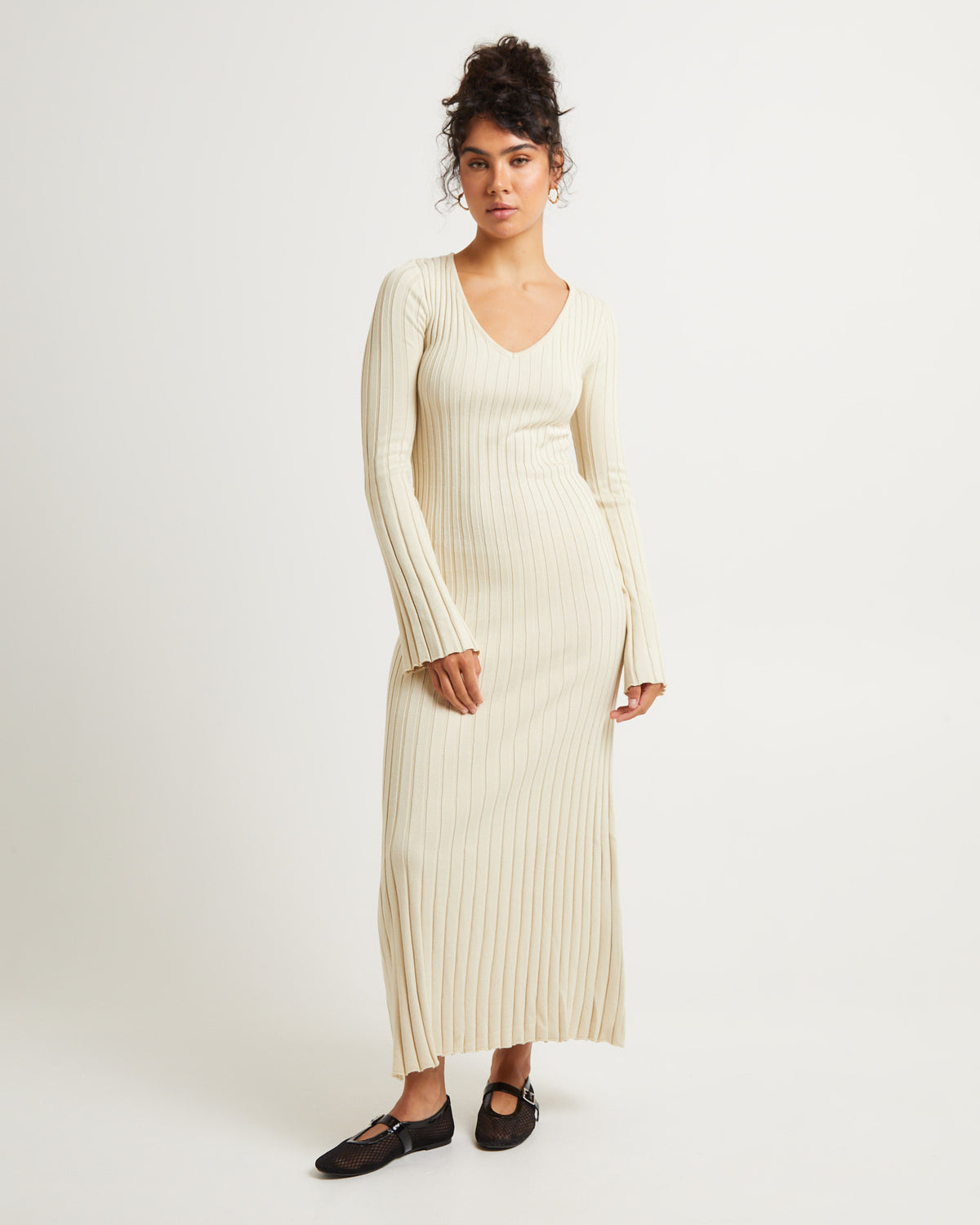 Sophie Long Sleeve Rib Knit Dress OAT -