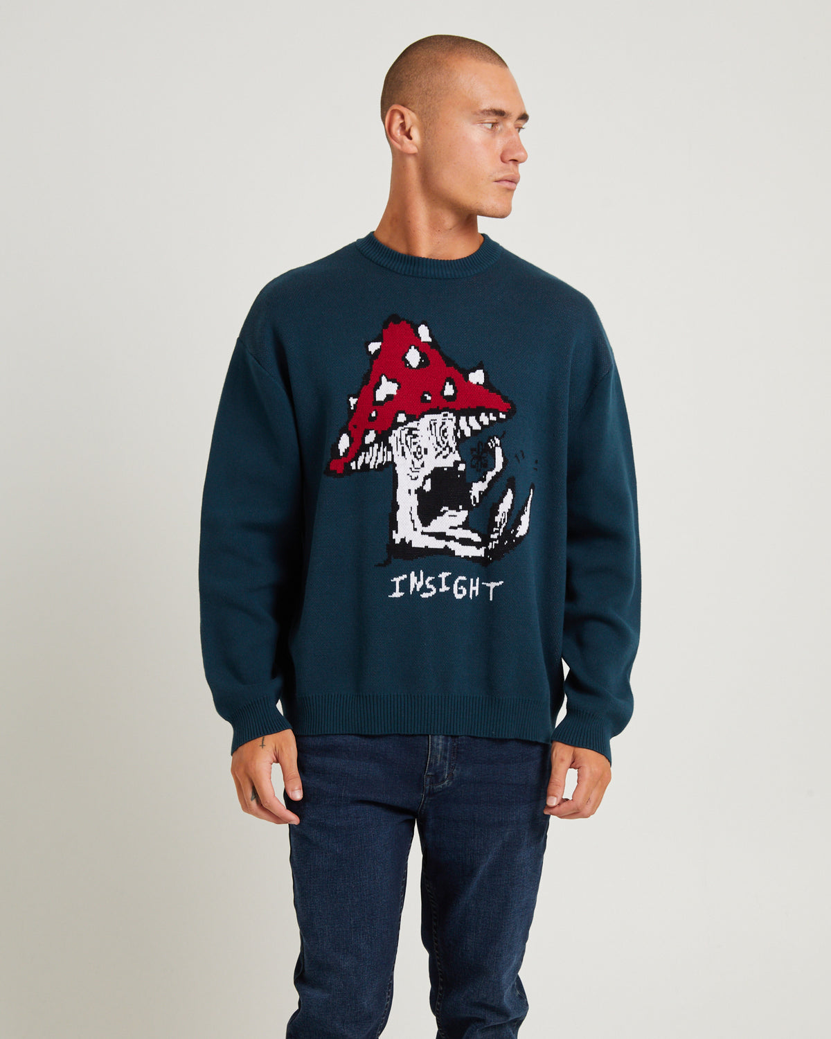 Wired Intarsia Knit Jumper PINE