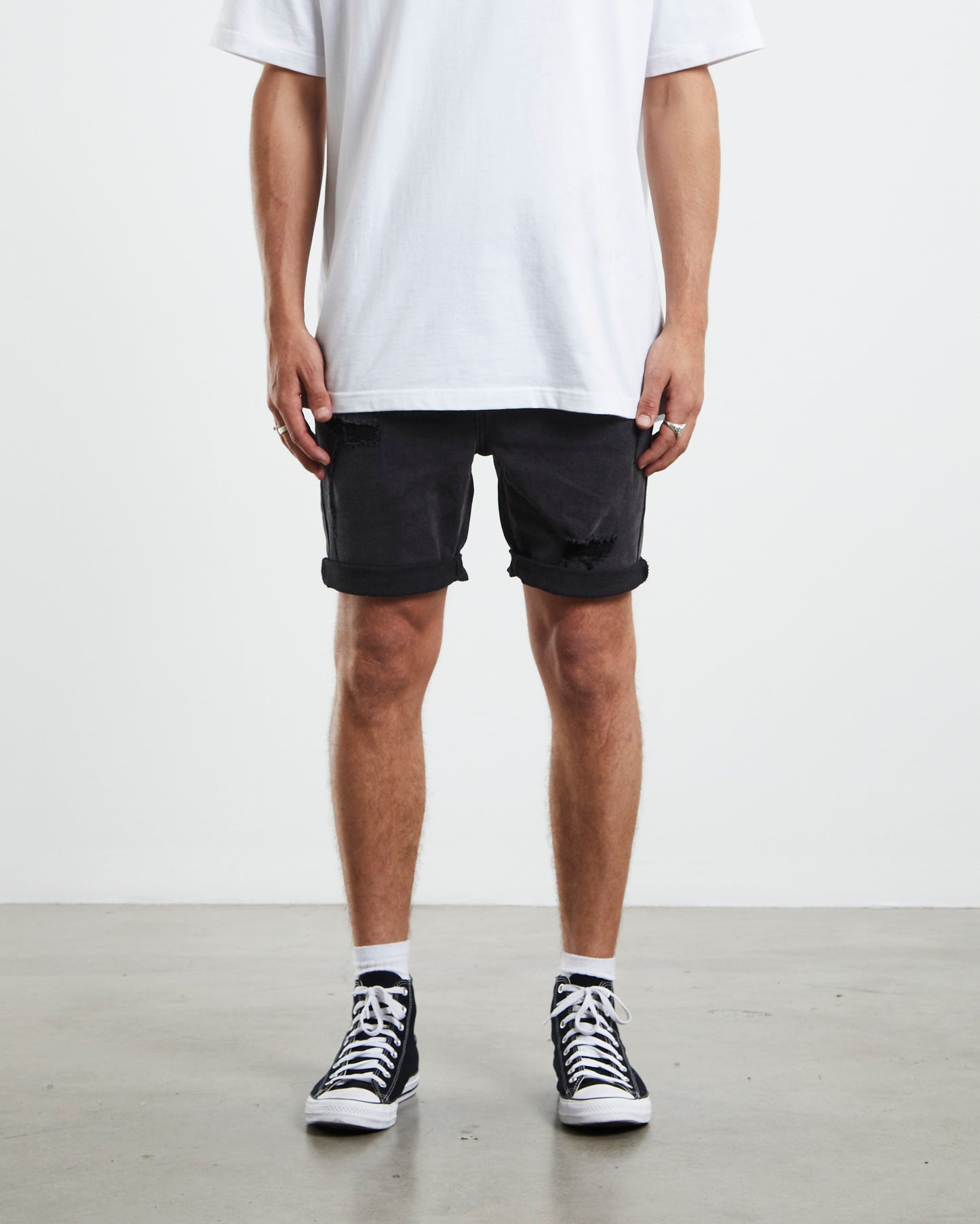 Revolver Denim Shorts New York Trashed Black