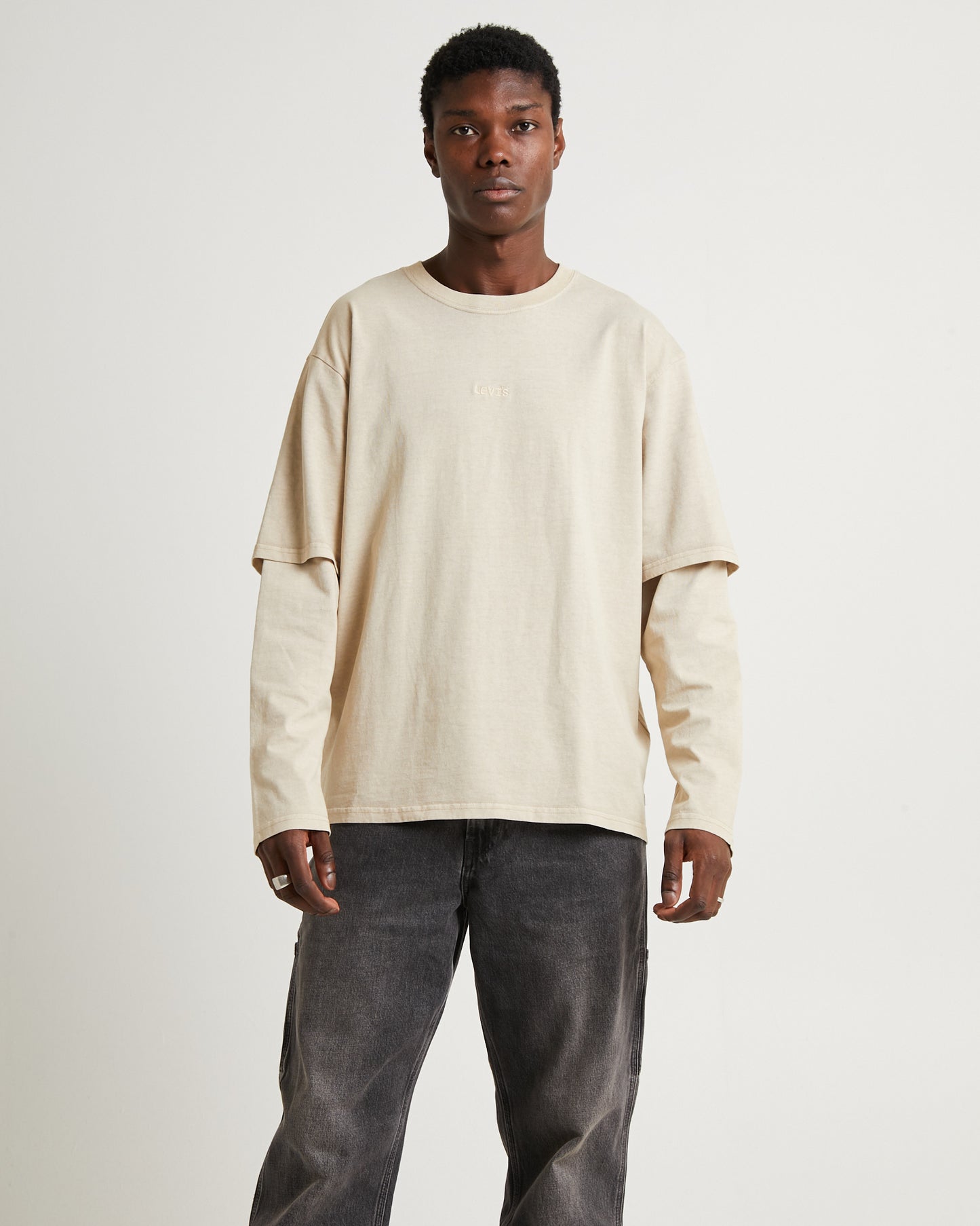 Long Sleeve Twofer Shirt Feather Grey