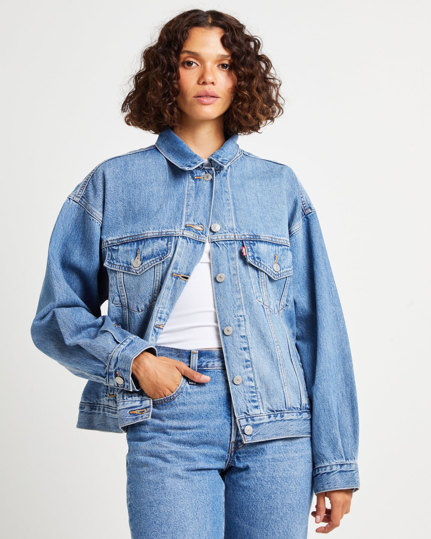 90s Trucker Denim Jacket Soft As Butter Mid Blue