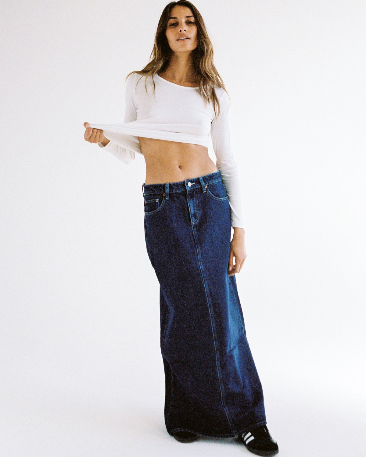 Signature Mid Denim Maxi Skirt Essentials Rinse ESSENTIAL RINSE
