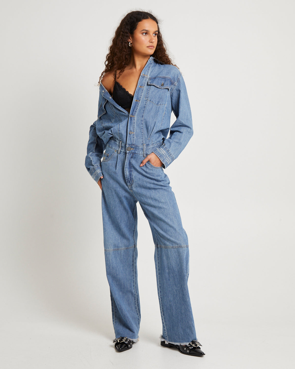 Denim Trucker Overalls Blue Lilac BLUE LILAC