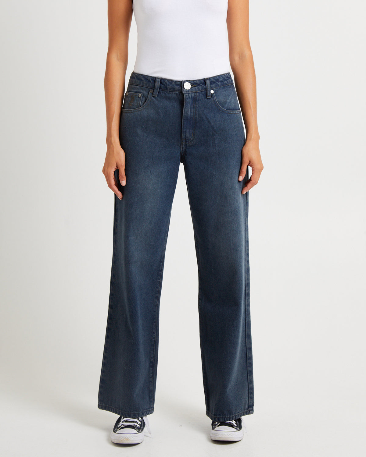 Jacksons Mid Waist Wide Leg Denim Jeans Fox FOX BLACK