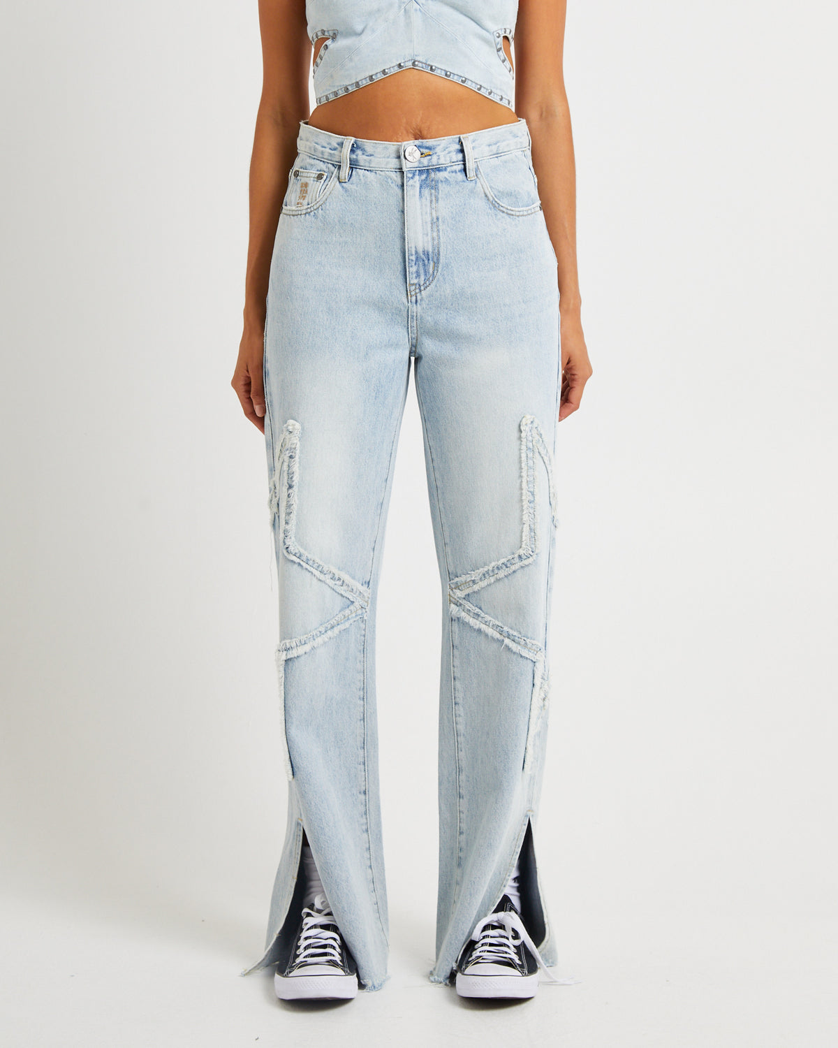Diamonde Star Straight Leg Mid Waist Denim Billie Jeans DIAMONDE