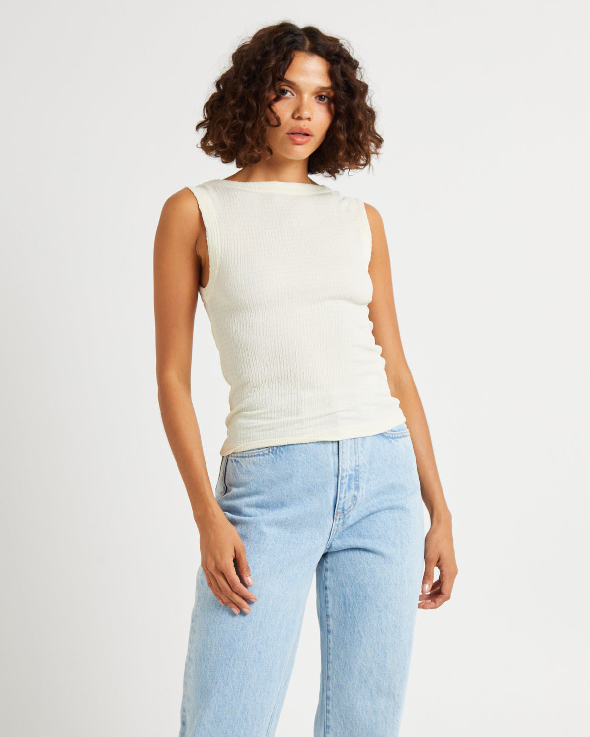 Crinkle 90s Top Cream FRESH CREAM