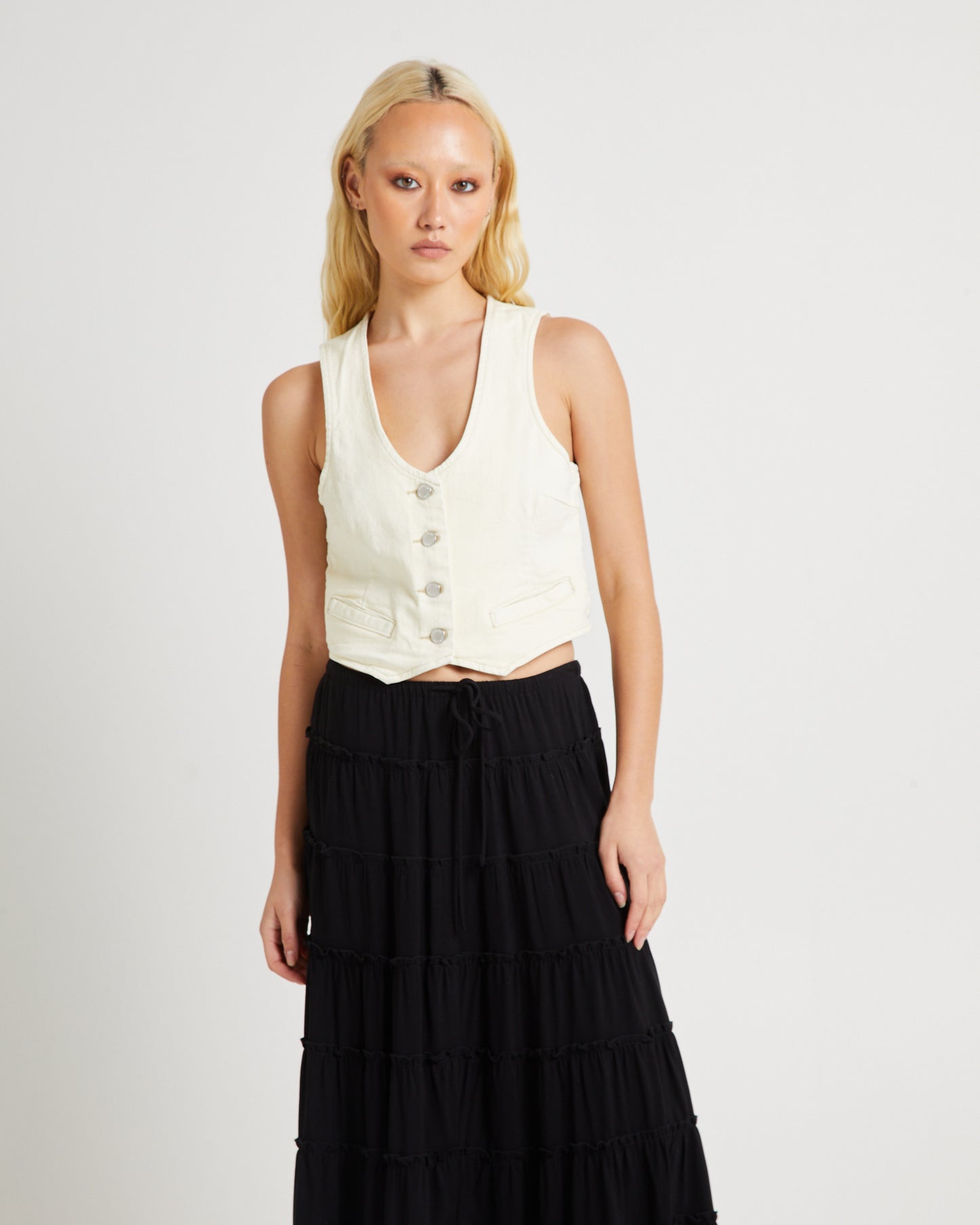 Dallas Denim Vest Buttercream