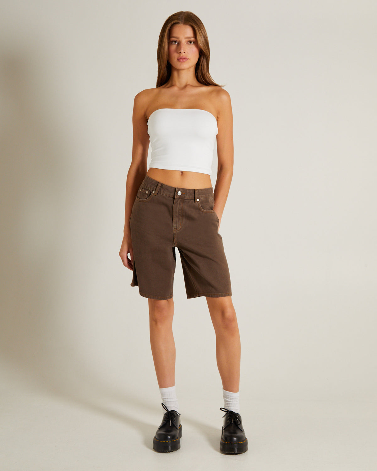 Slinky Strapless Top WHITE