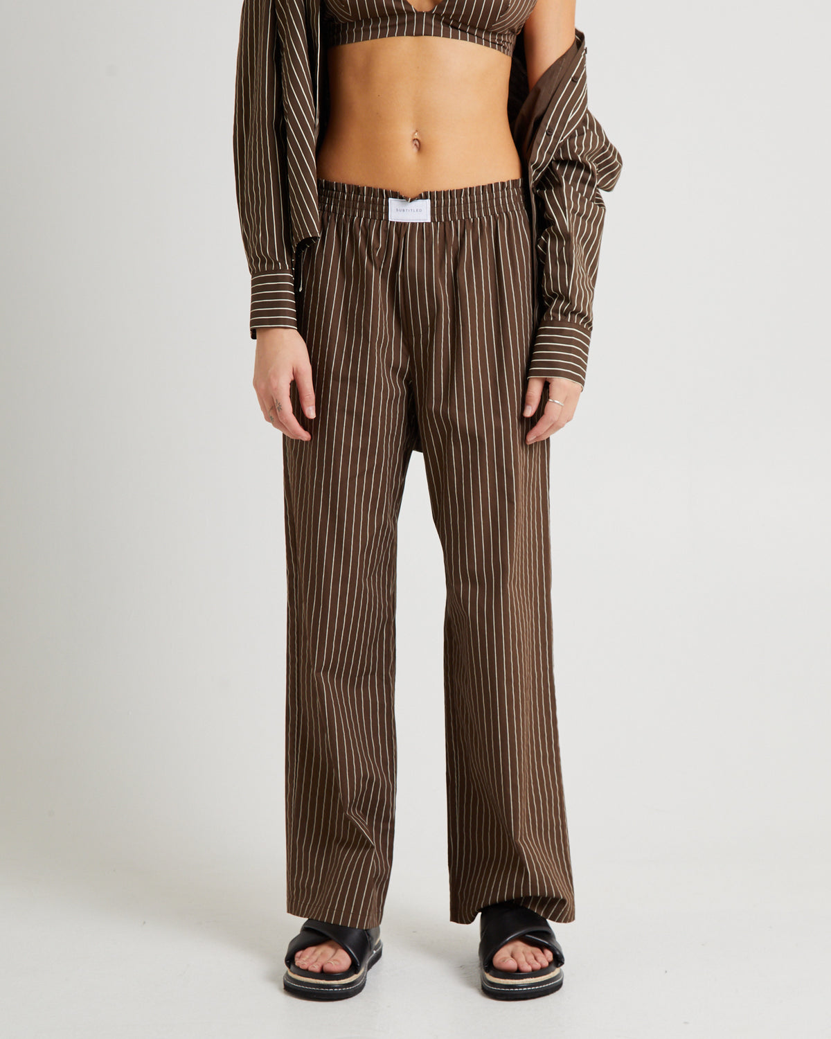 Peta Boxer Pant BROWN/WHITE STRIPE