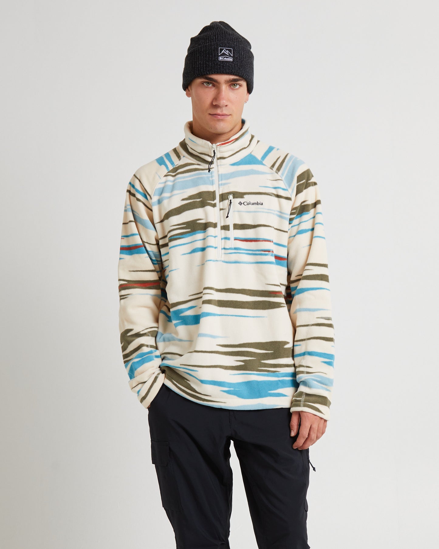 Fast Trek Printed Half Zip Jumper Chalk