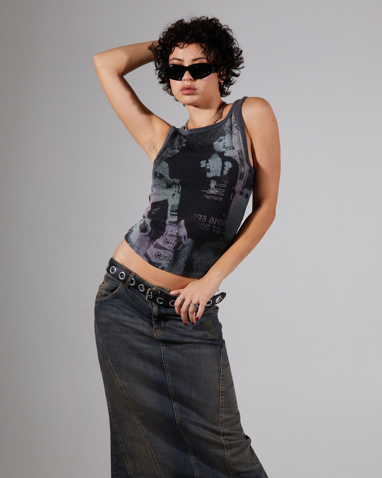 Mono Photo Rib Tank Top