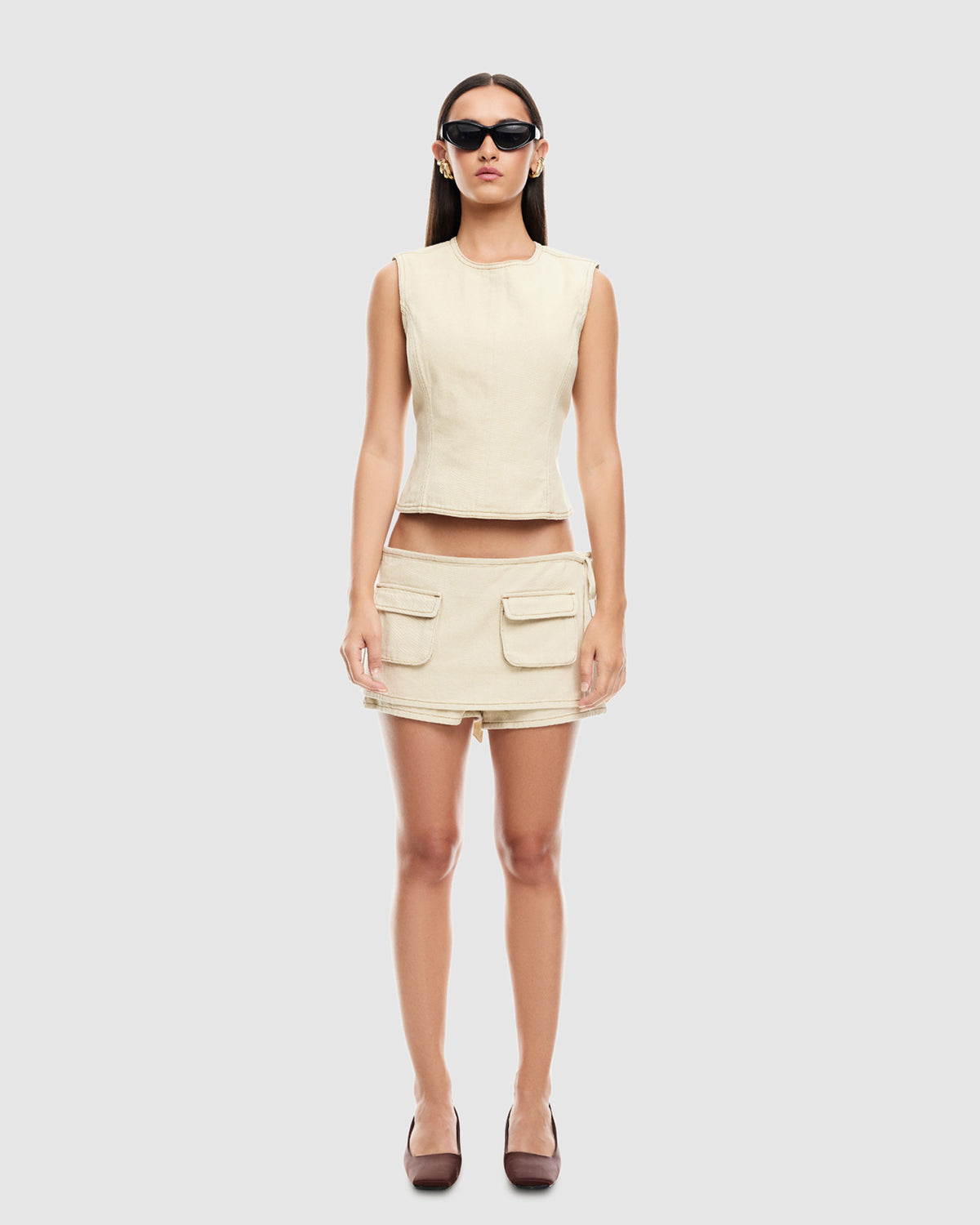 Courtside Denim Skort ECRU