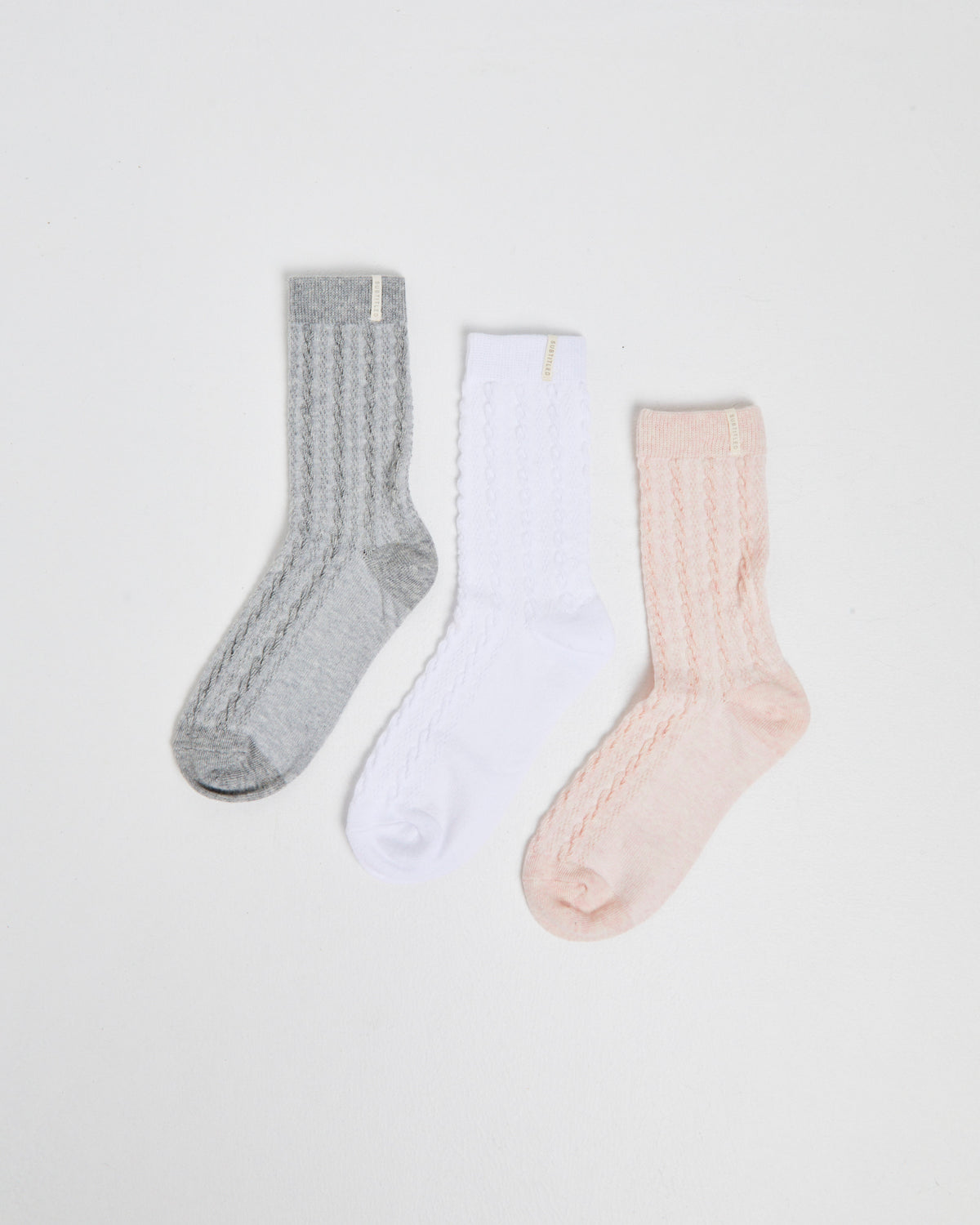 Lucia Cable Knit Socks 3 Pack MULTI