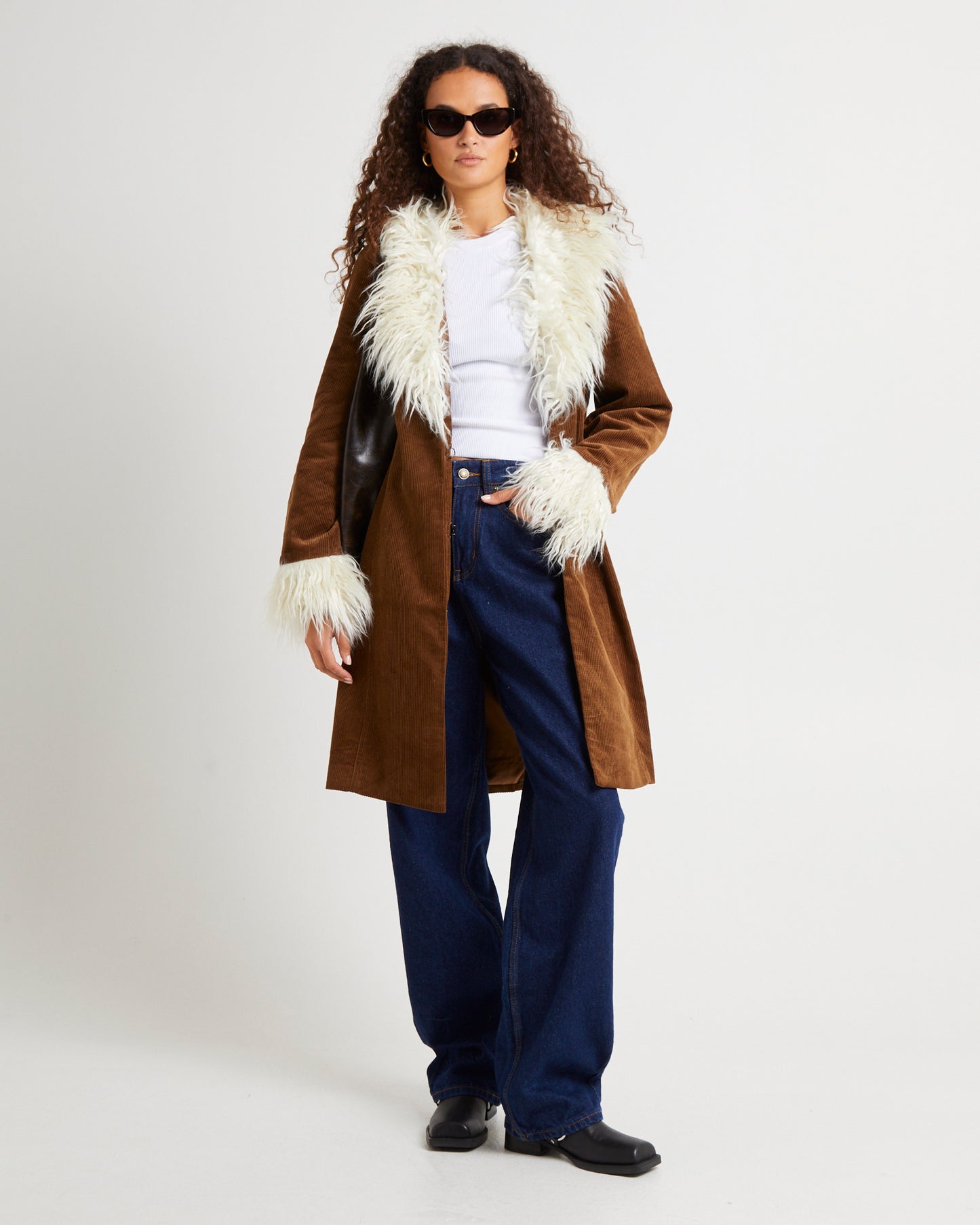 Shag Corduroy Coat Coffee