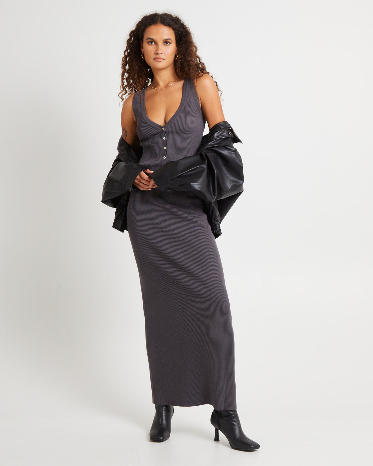 Kelse Knitted Button Vest SLATE