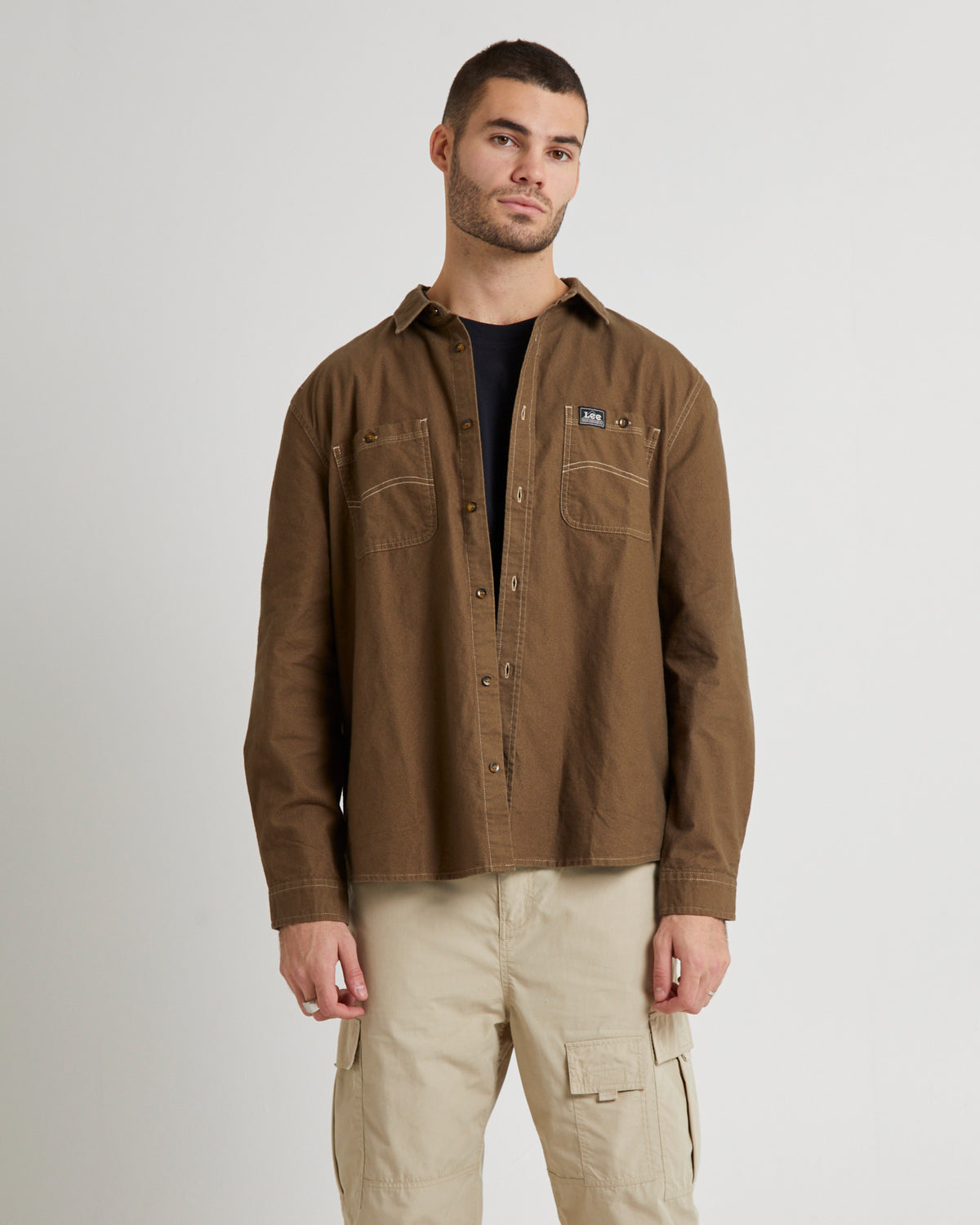 Lee Worker LS Shirt Brushed Brown BRUSHED BROWN