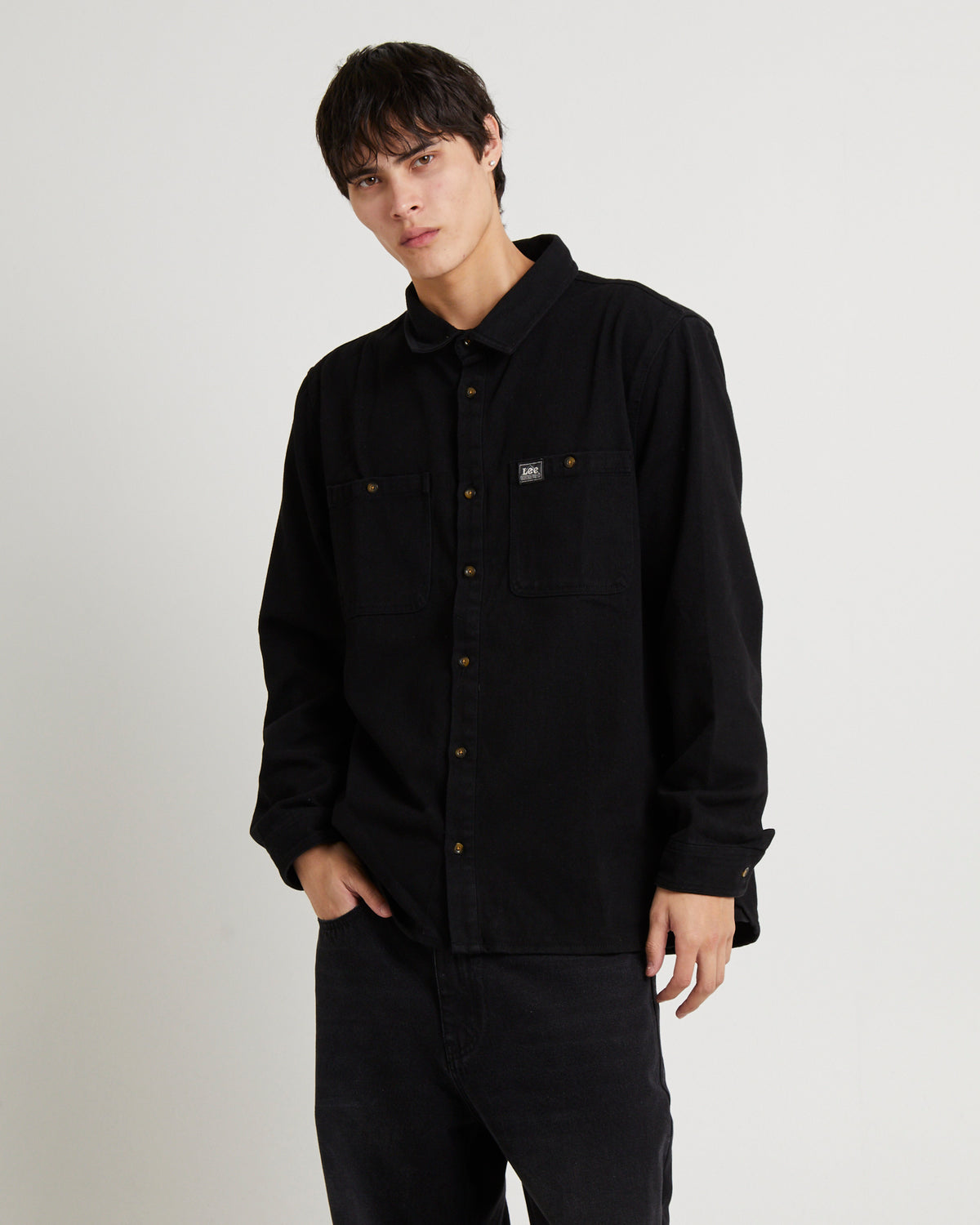 Lee Worker Longsleeve Shirt Black Contrast Black Contrast
