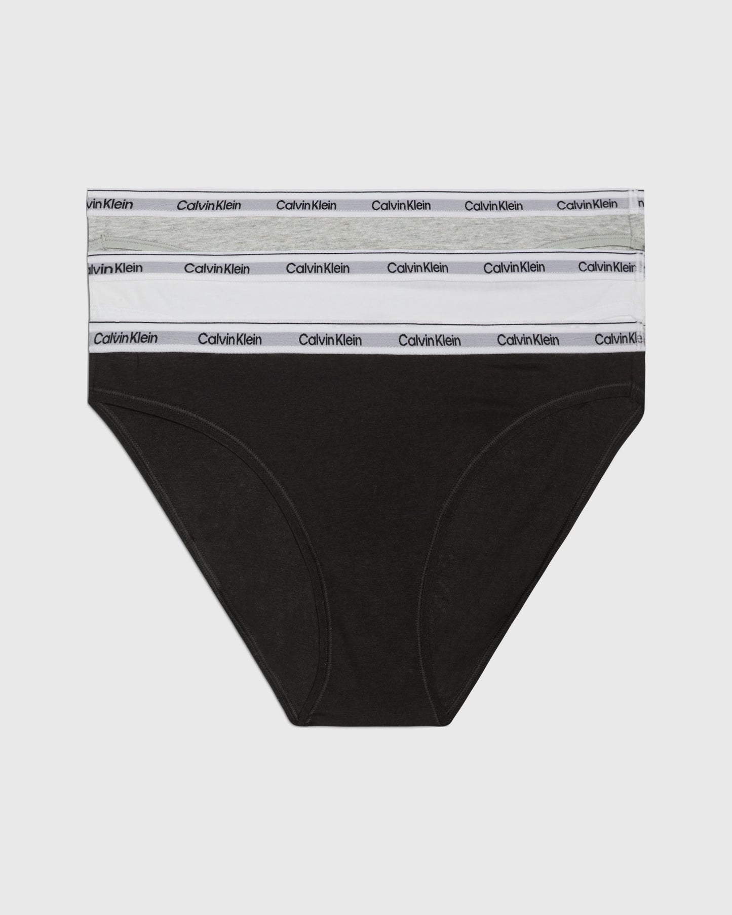 Modern Logo 3 Pack Low Rise Bikini Black/White/Grey Heather