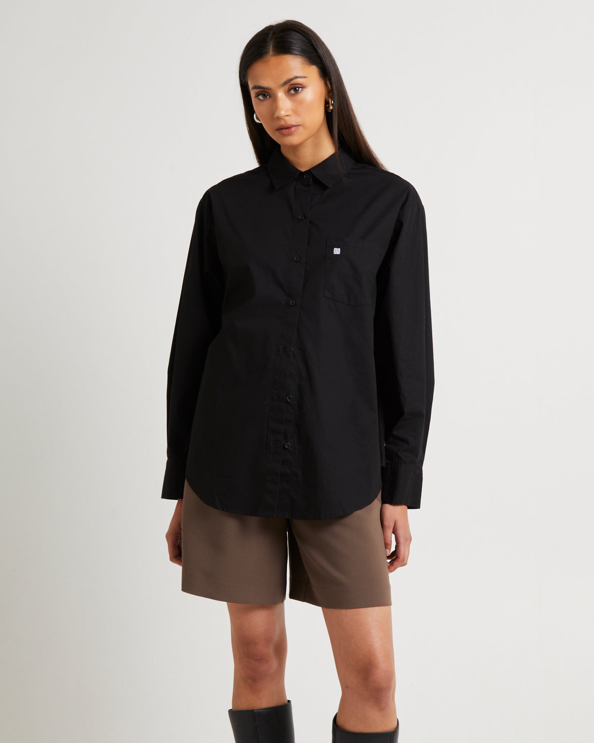 Oversized Poplin Shirt BLACK