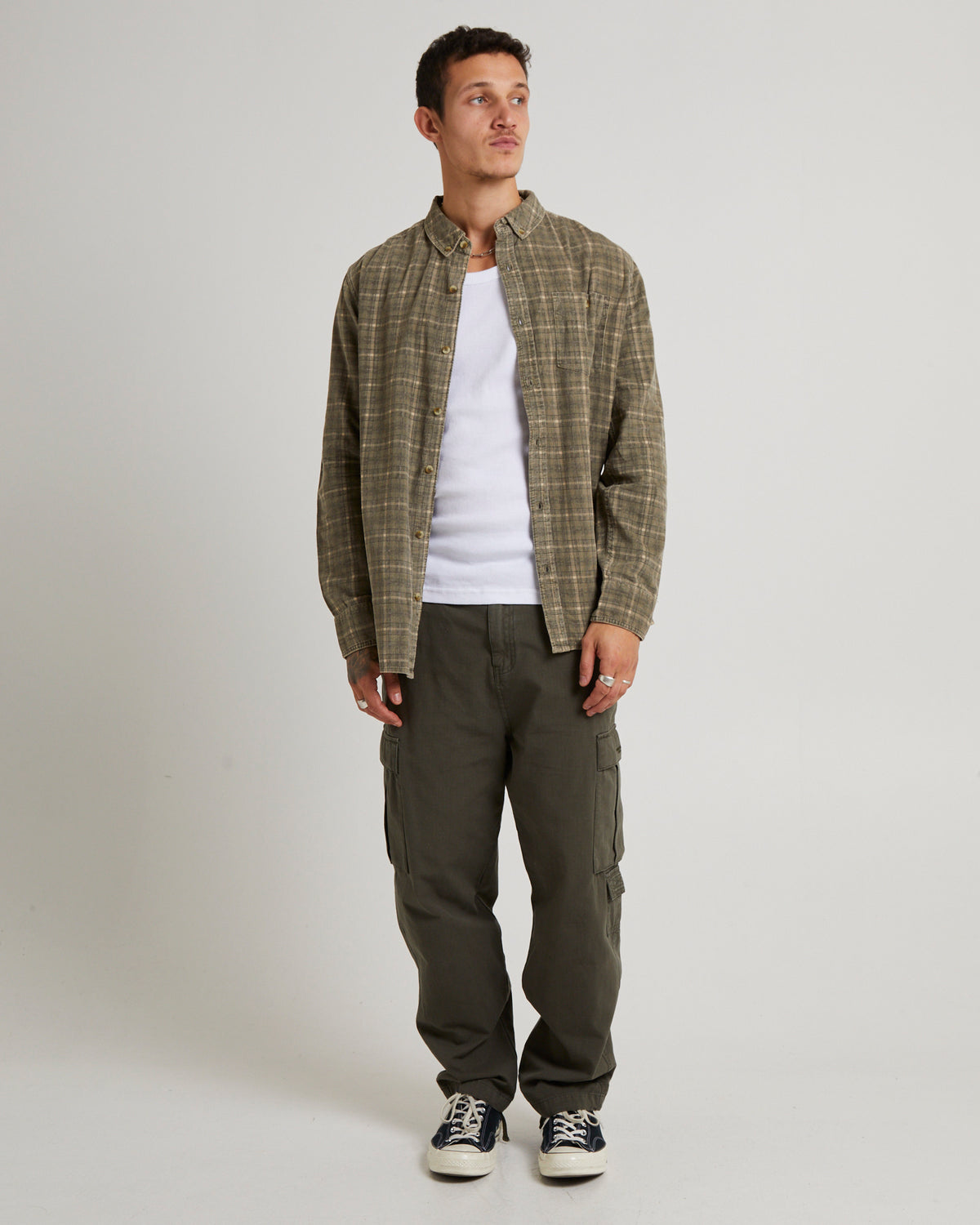 Army Check Cord Shirt FADED ARMY