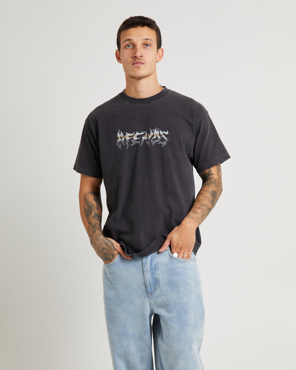 Scorched Heavy Boxy Fit T-Shirt STONE BLACK