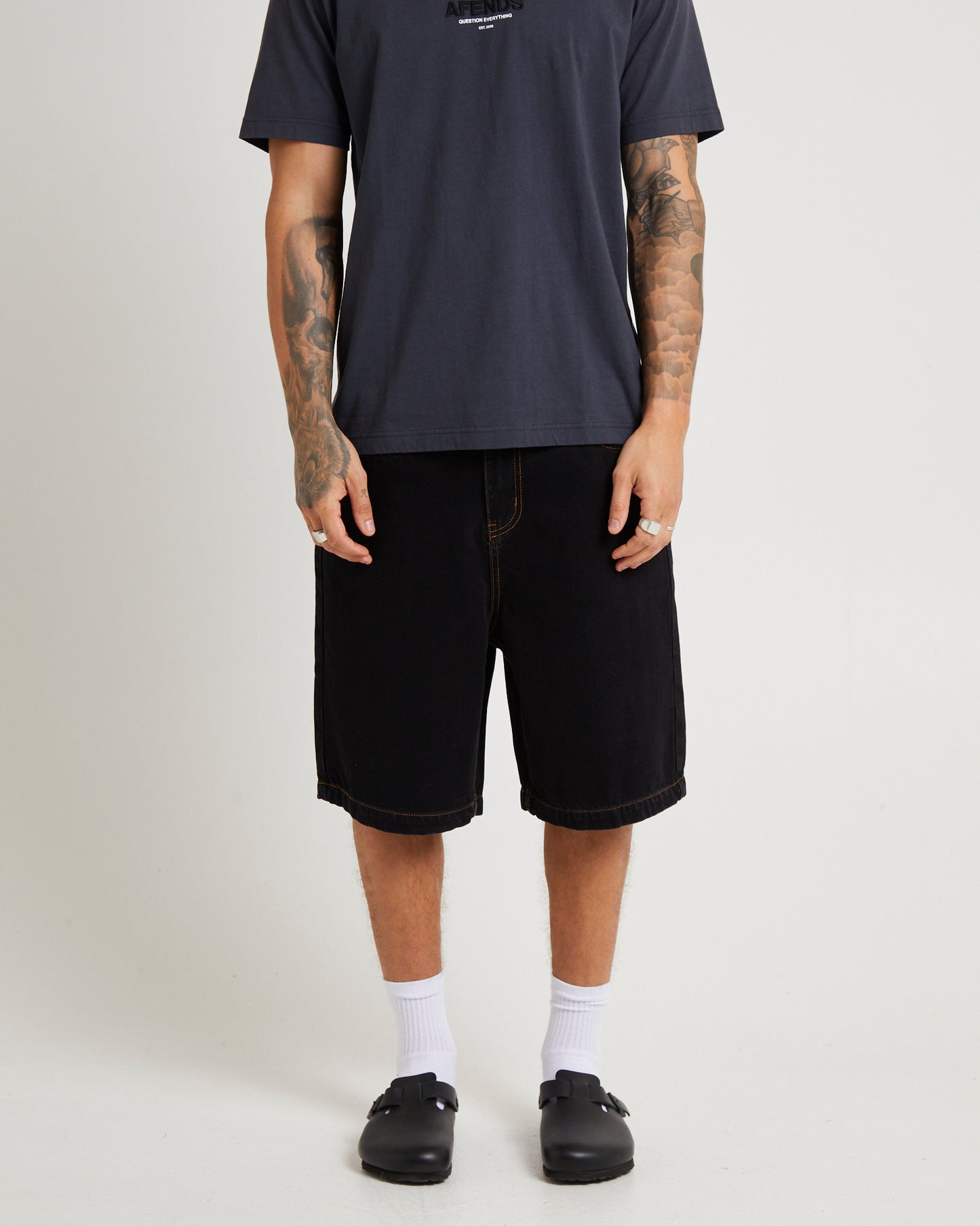 LIL C DENIM BAGGY SHORT WASHED BLACK