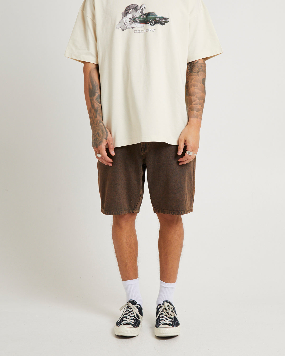 10" Denim Shorts DARK BROWN