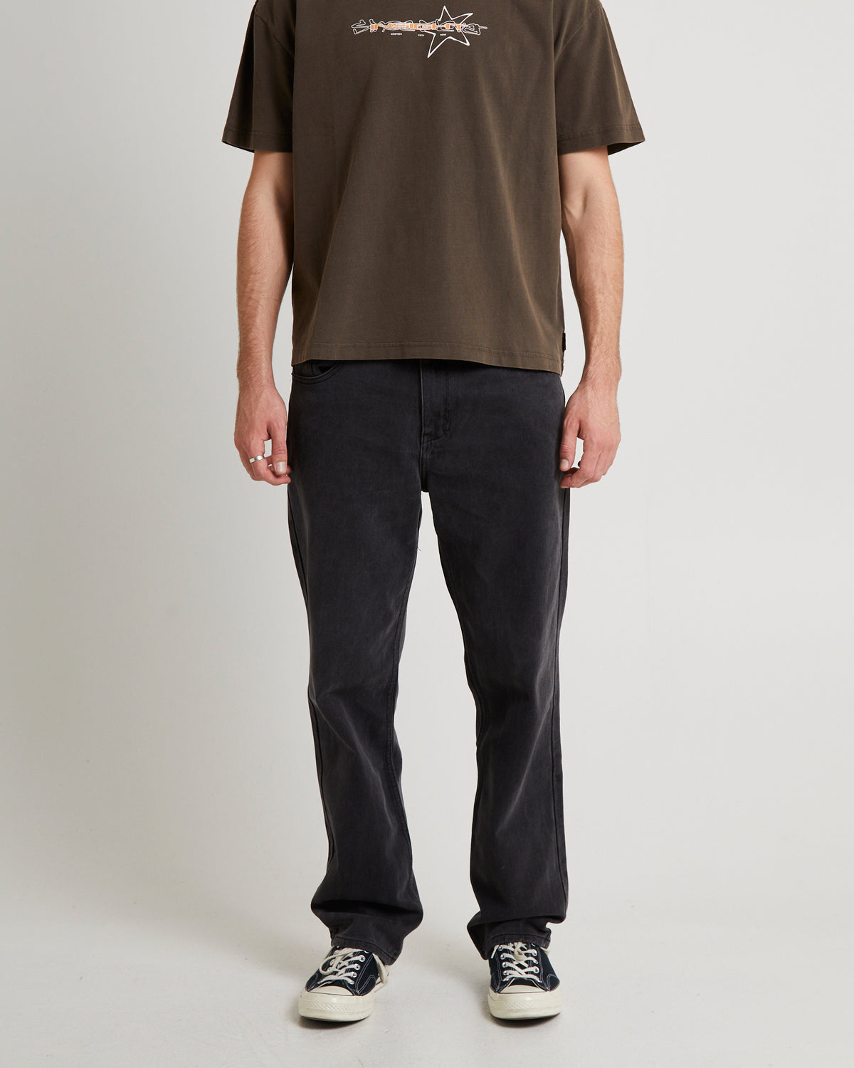 Fracture Straight Denim Jeans AFTERS BLACK