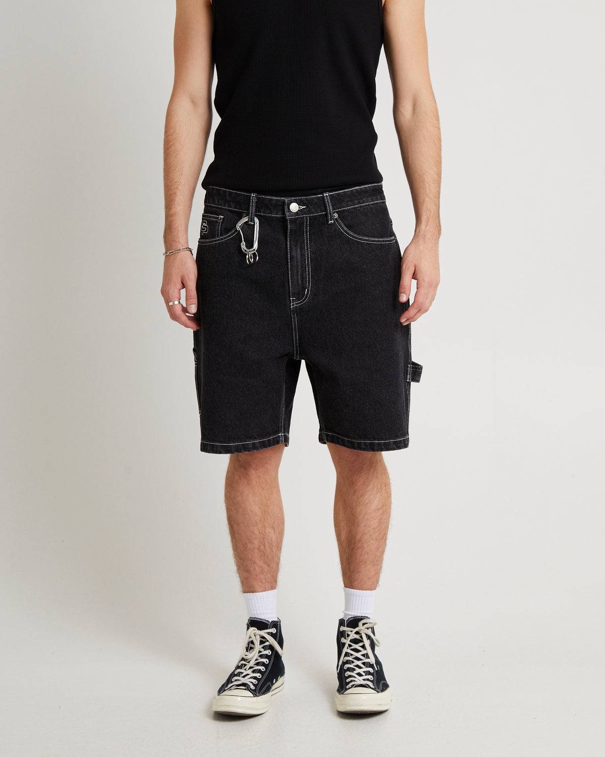 Oslo Y2K Carpenter Denim Short SILVER BLACK