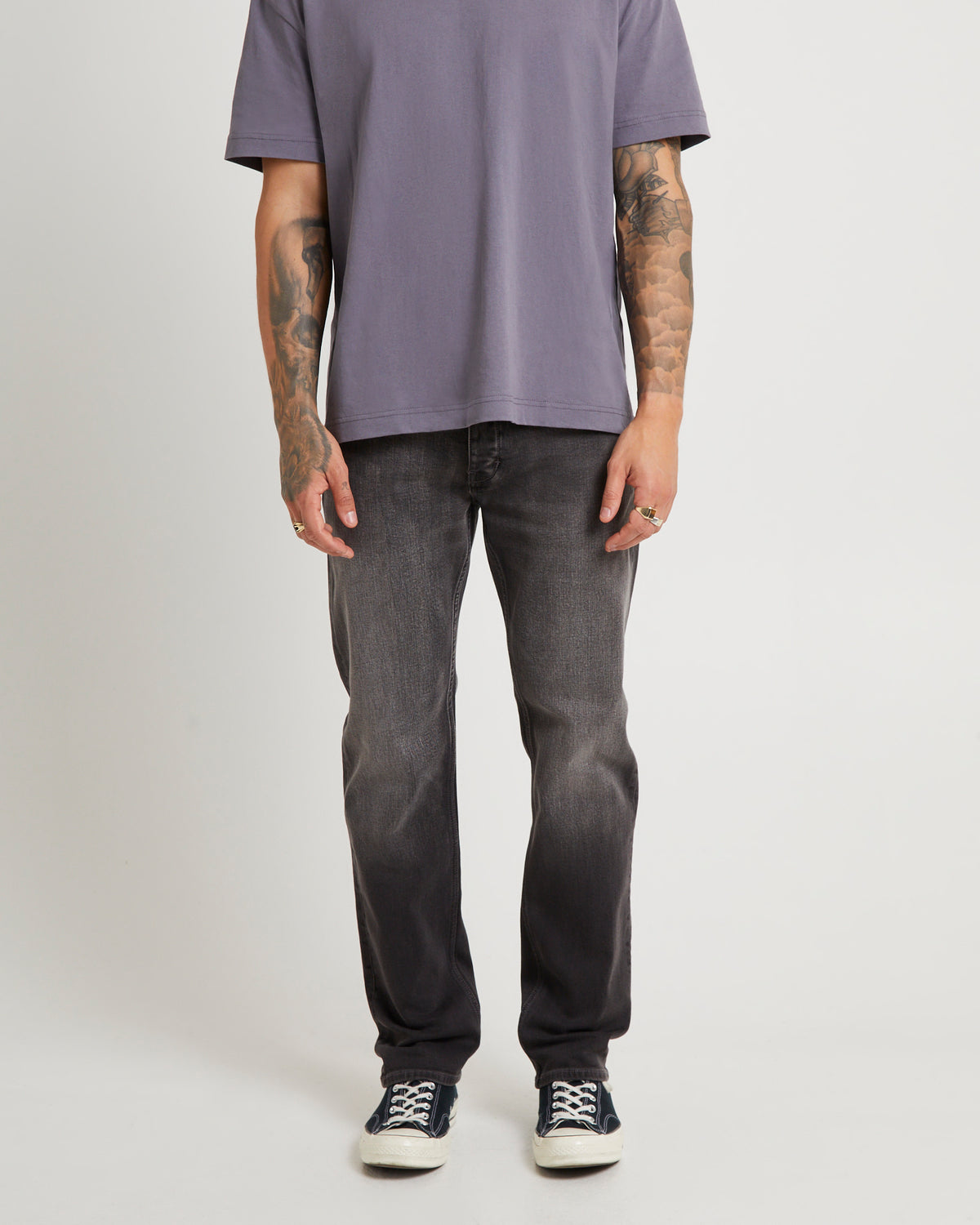 Lou Straight Denim Jeans Argent ARGENT