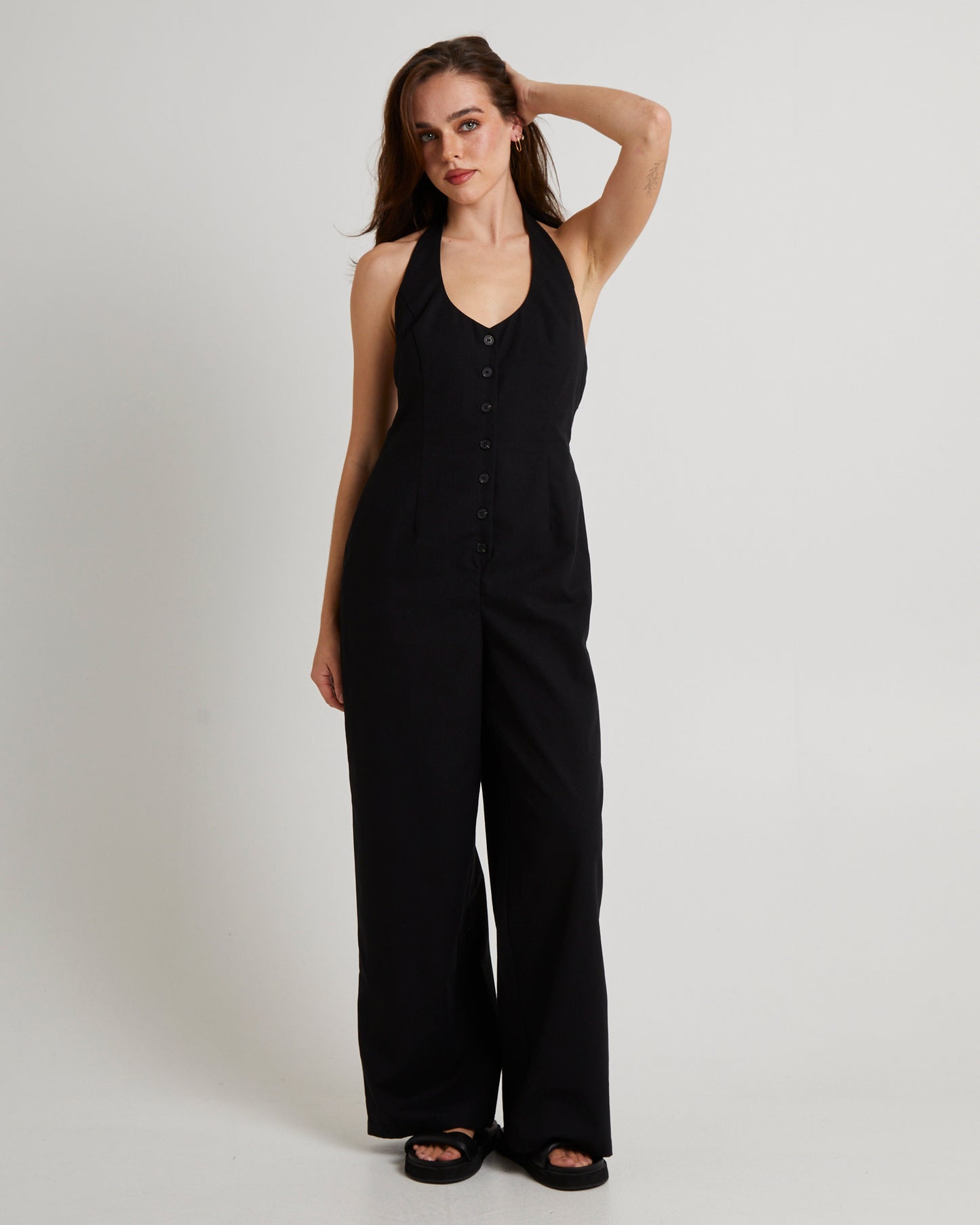 Piper Halter Button Front Jumpsuit