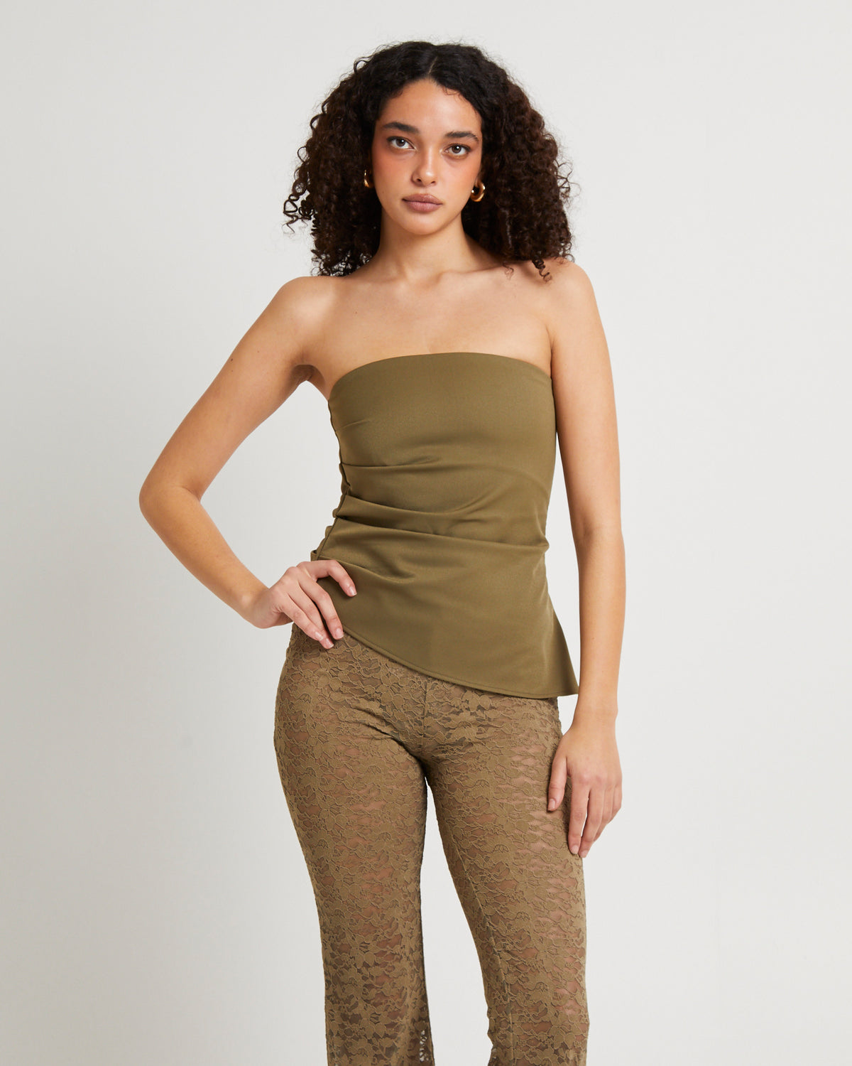 Luna Strapless Corset Top KHAKI