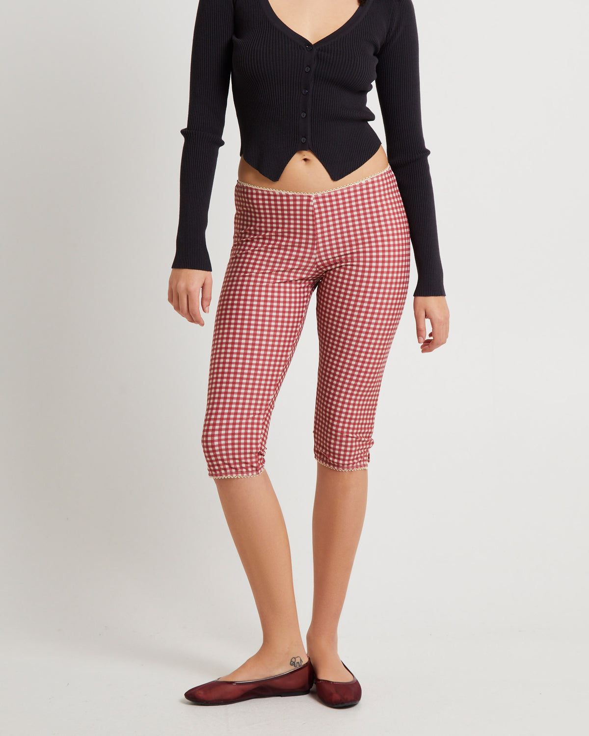 Freda Gingham Swim Capri Trousers RED GINGHAM