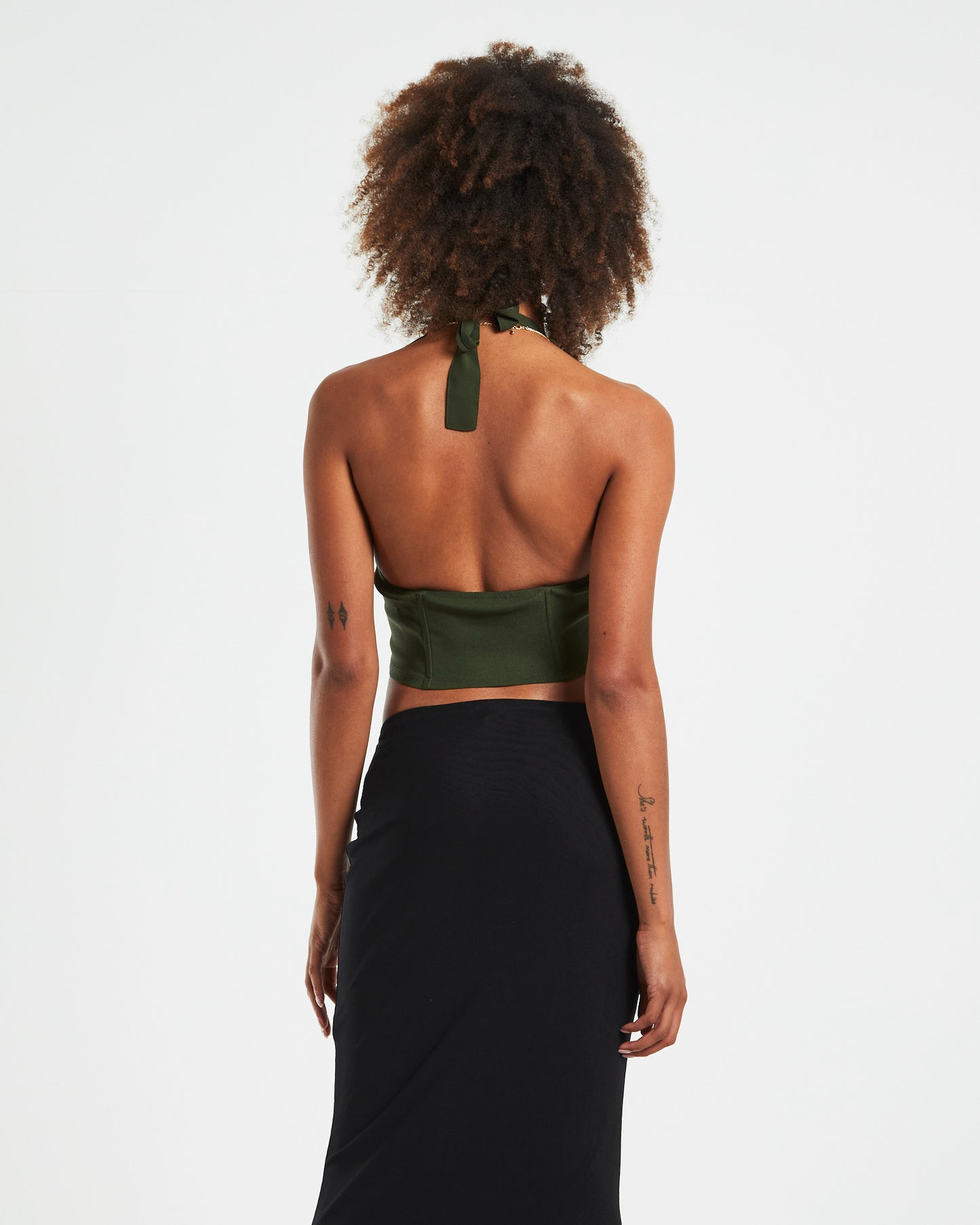 Vesper Eyelet Front Halter Corset Khaki