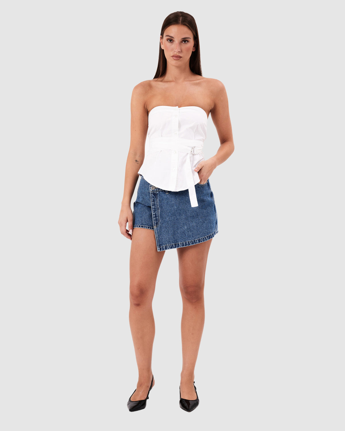 Strap Bustier Shirt WHITE