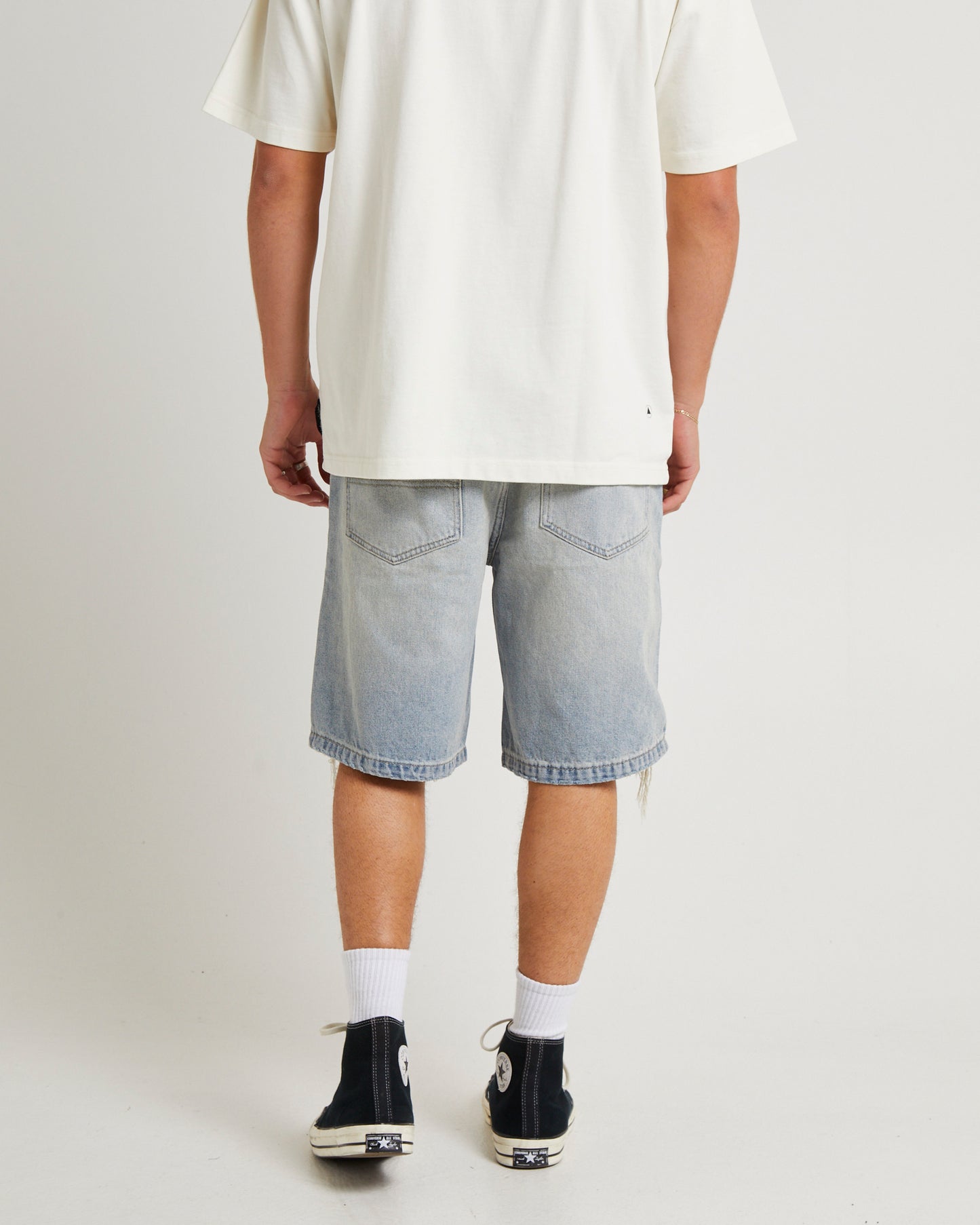 A5 Baggy Sean Rip Denim Shorts