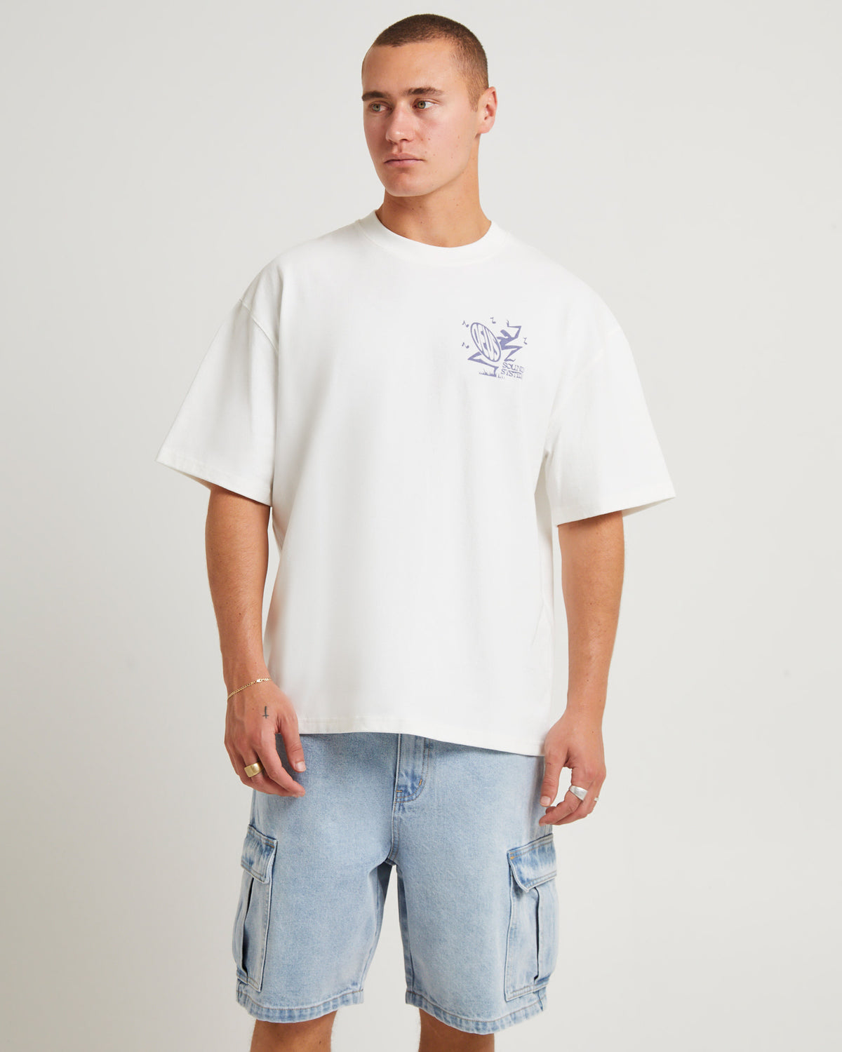 Sound System Short Sleeve T-Shirt VINTAGE WHITE