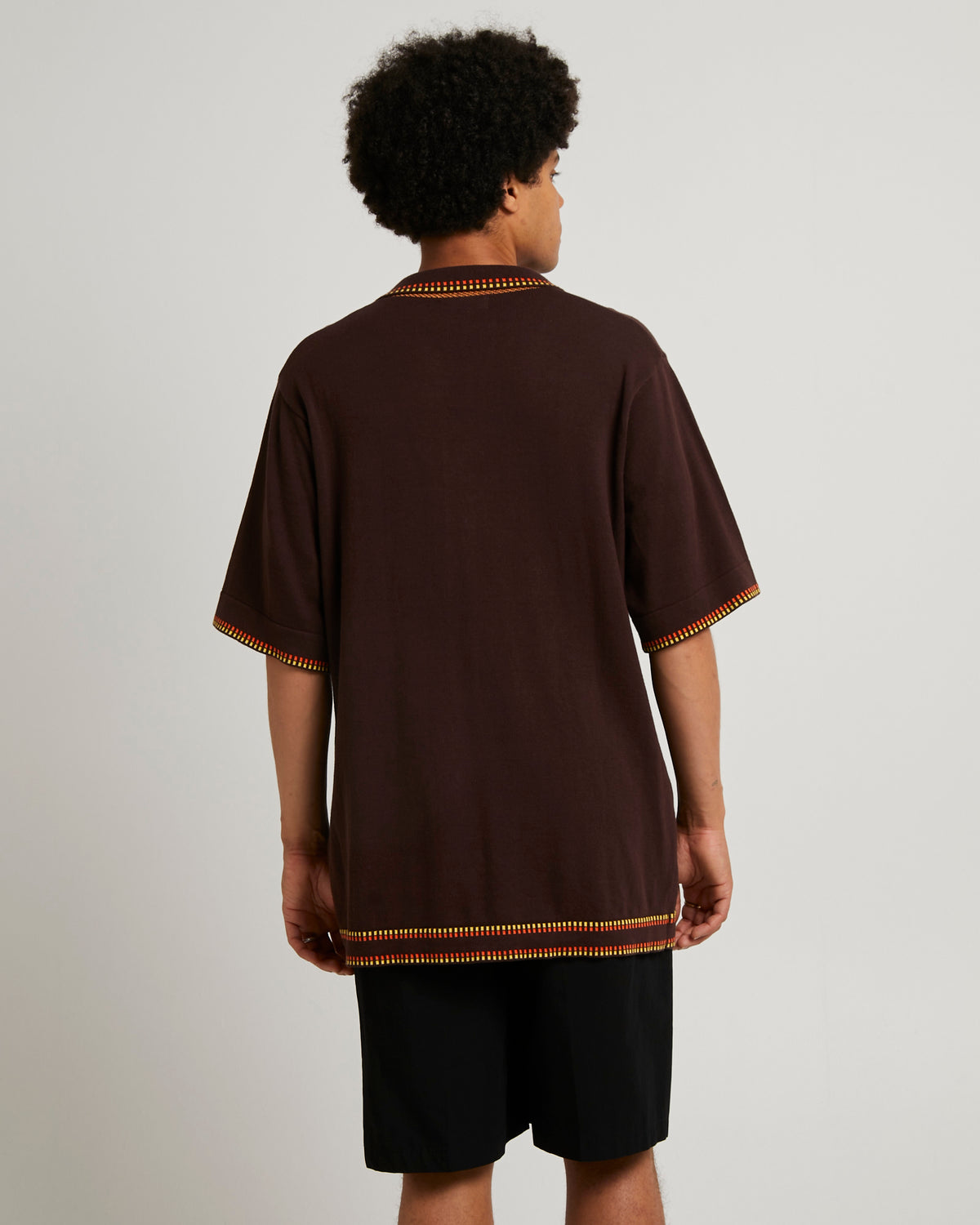 Dash Knit Bowler Short Sleeve Shirt BROWN