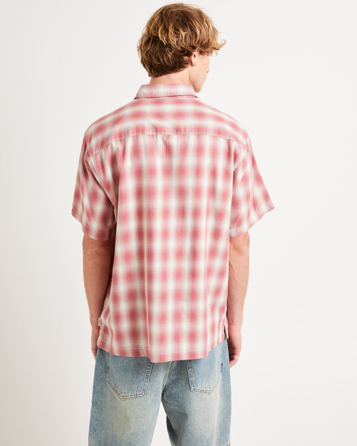 Dazed Ombre Check Short Sleeve Shirt RED
