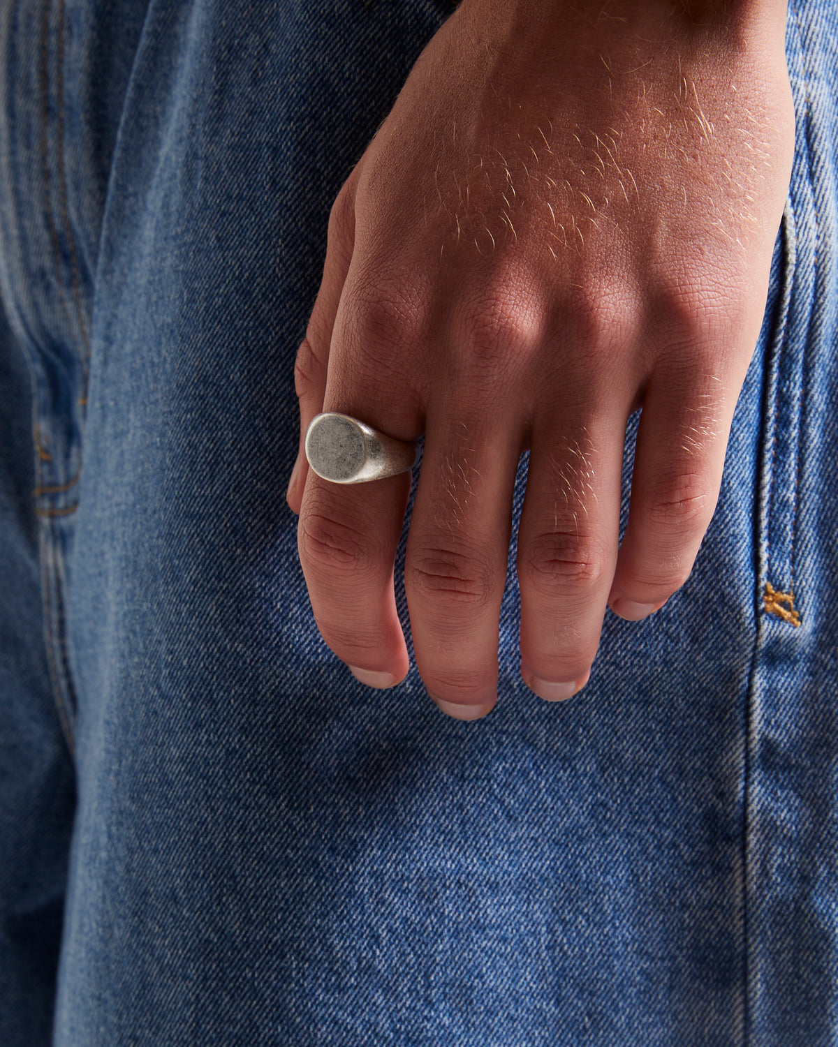 Round Signet Ring Set SILVER