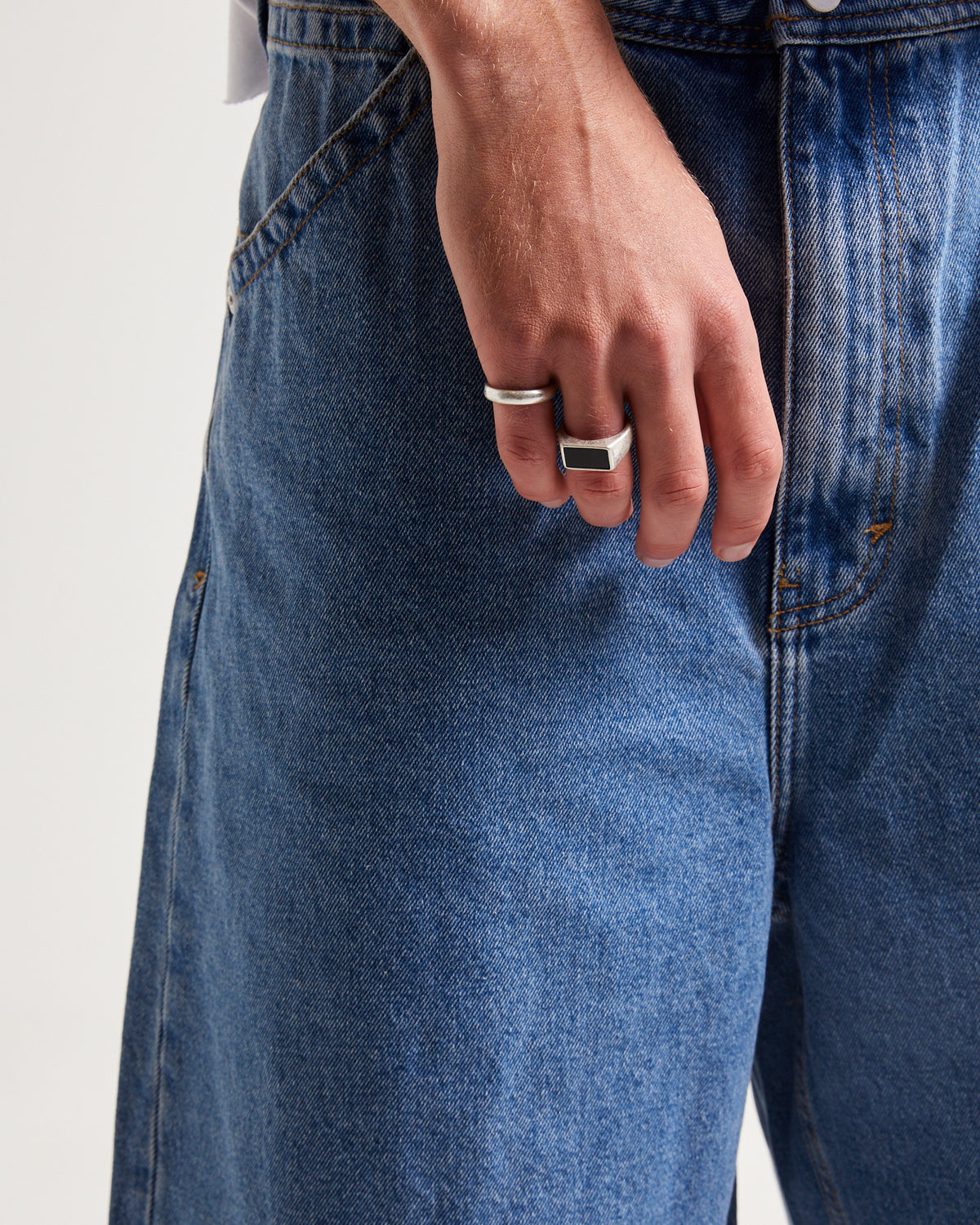 Square Inlay Signet Ring Set SILVER