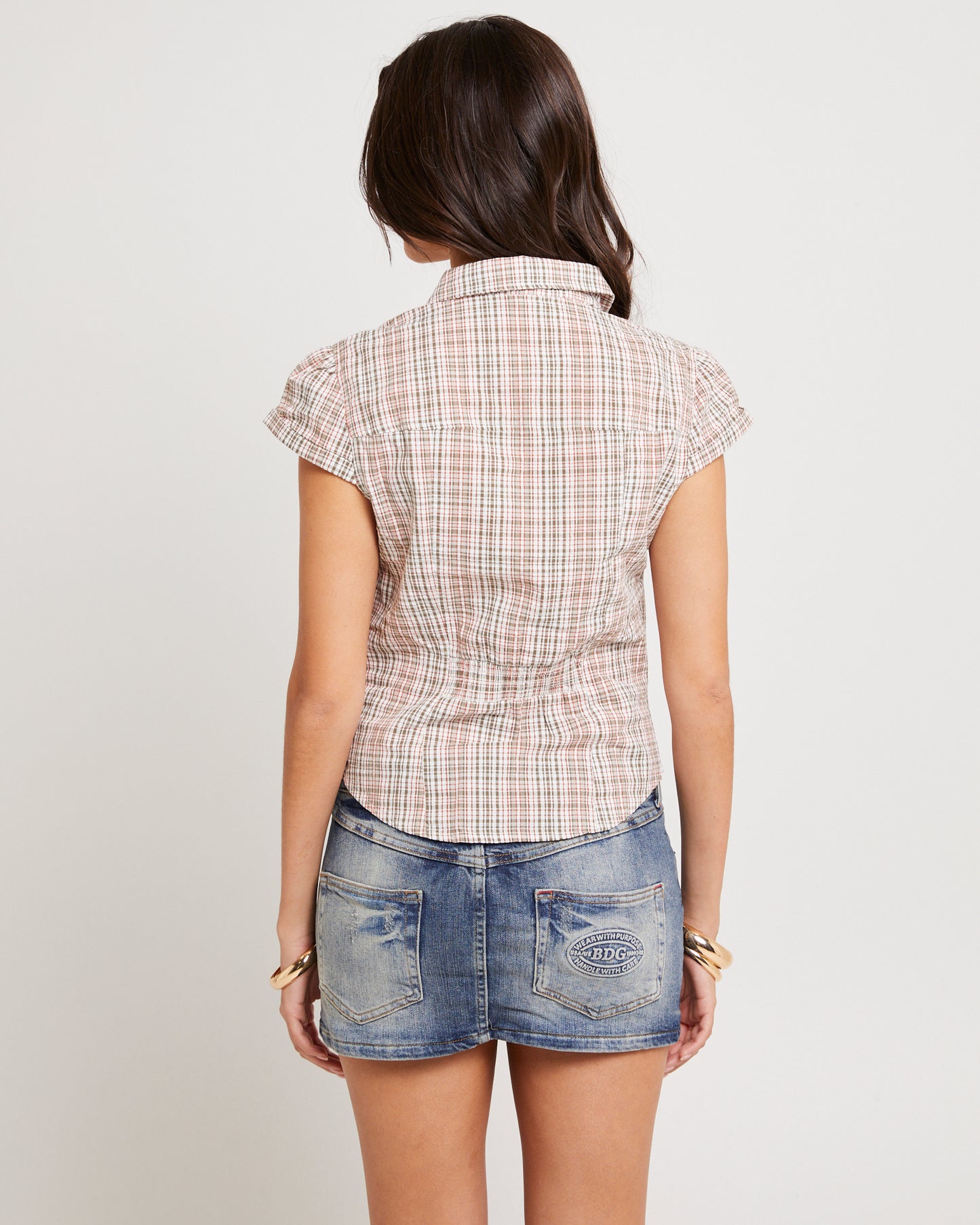 UO Sophie Short-Sleeved Gingham Shirt