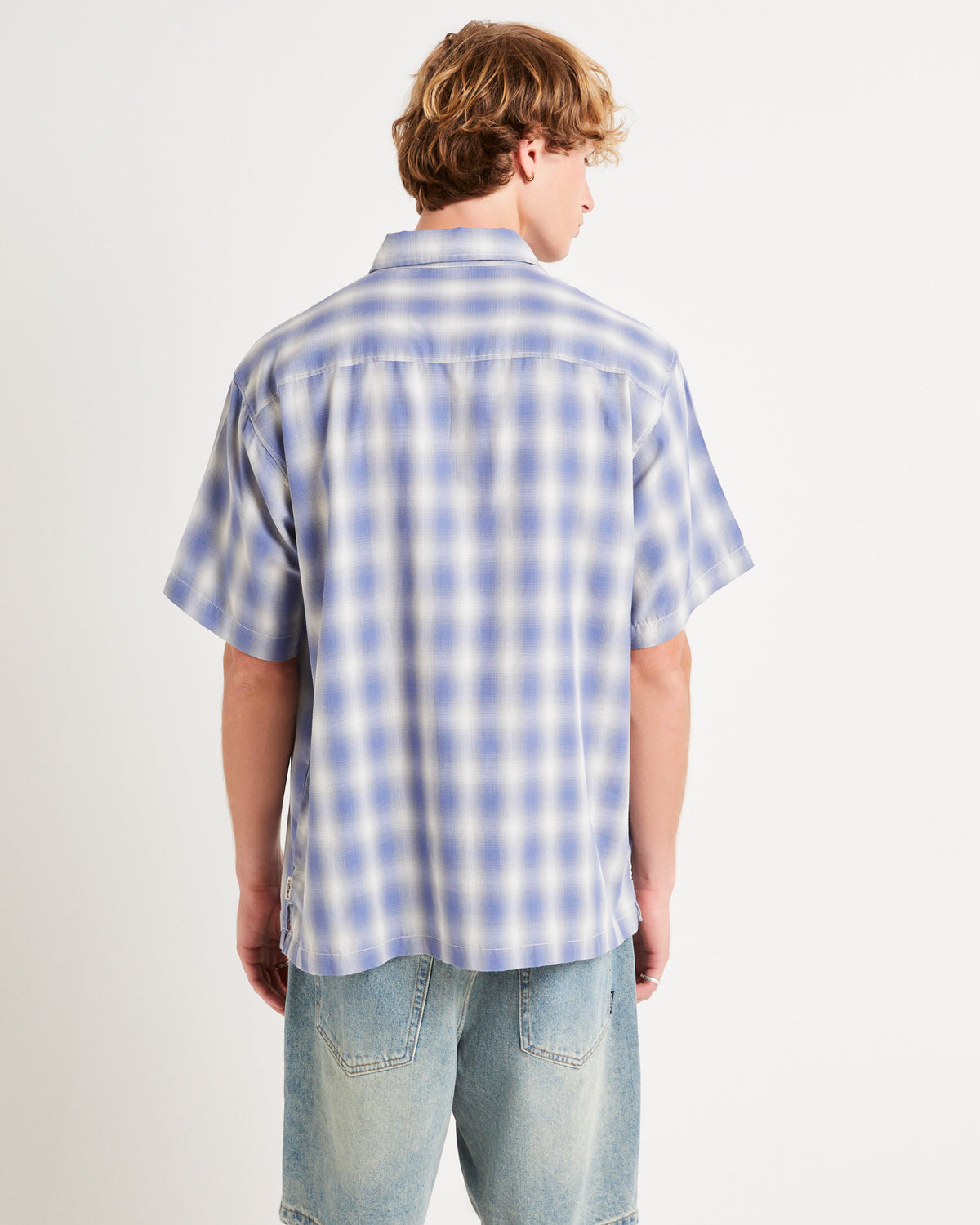 Dazed Ombre Check Short Sleeve Shirt BLUE