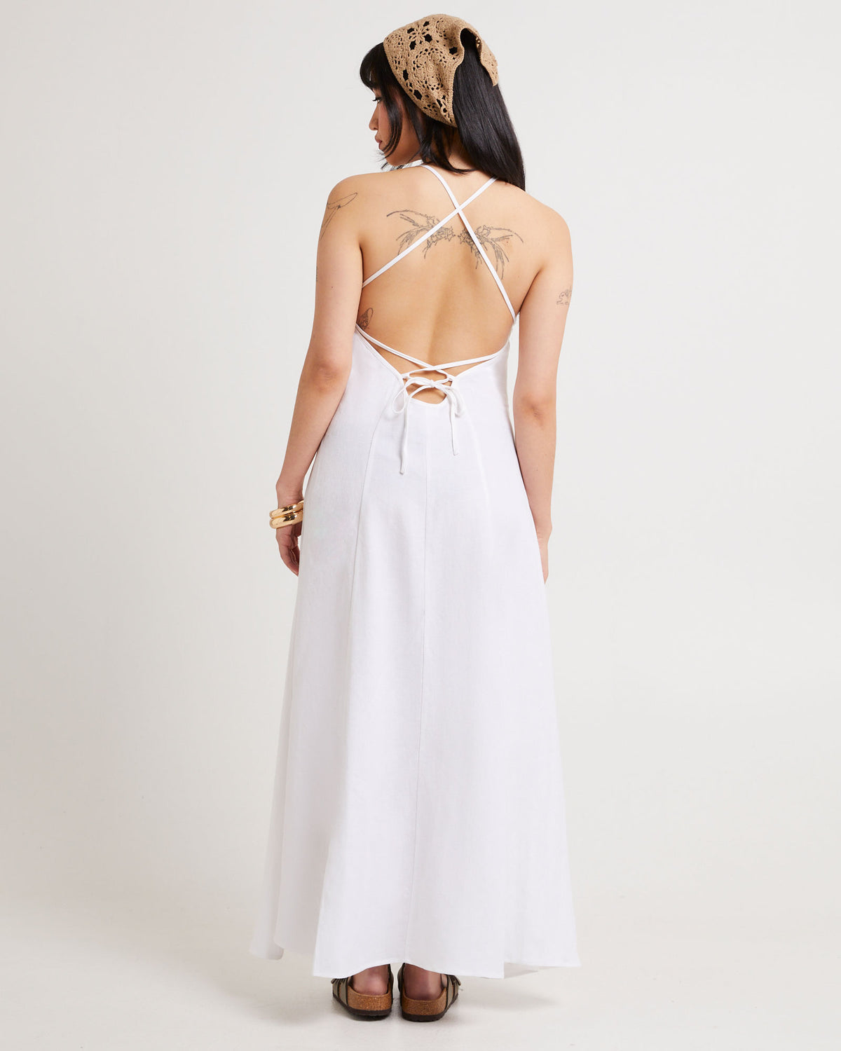 Dinali Linen Dress WHITE