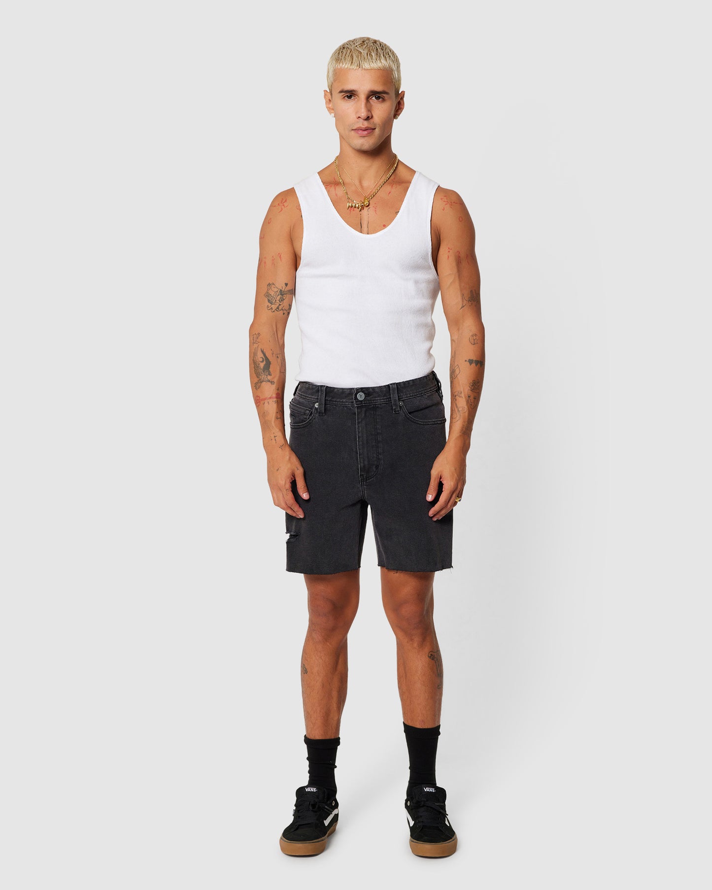 A2 Slim Rip Denim Shorts Bronson