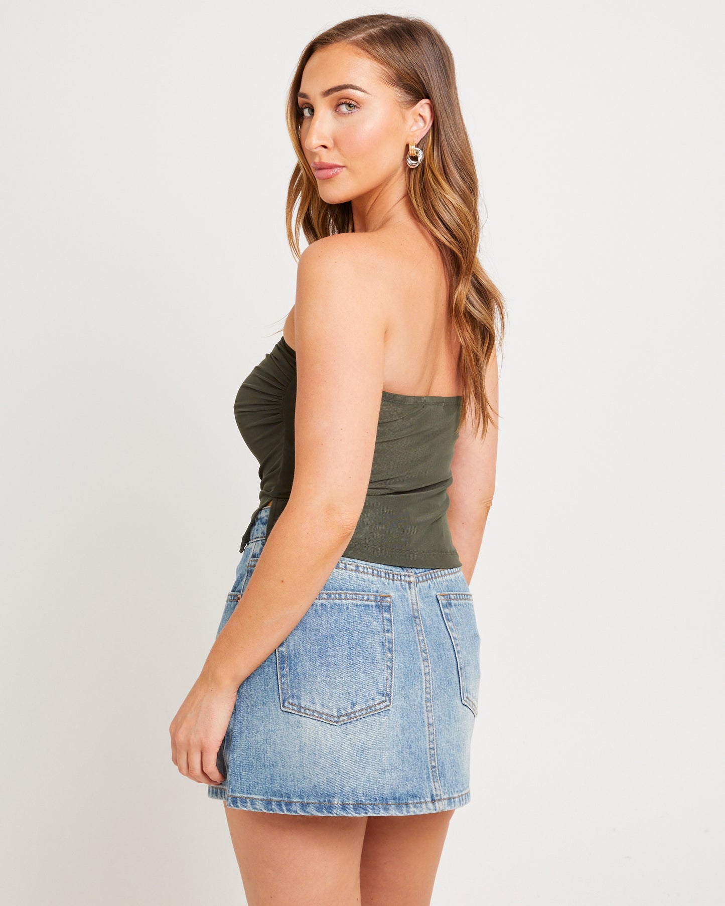 Mesh Asymmetric Bandeau Top