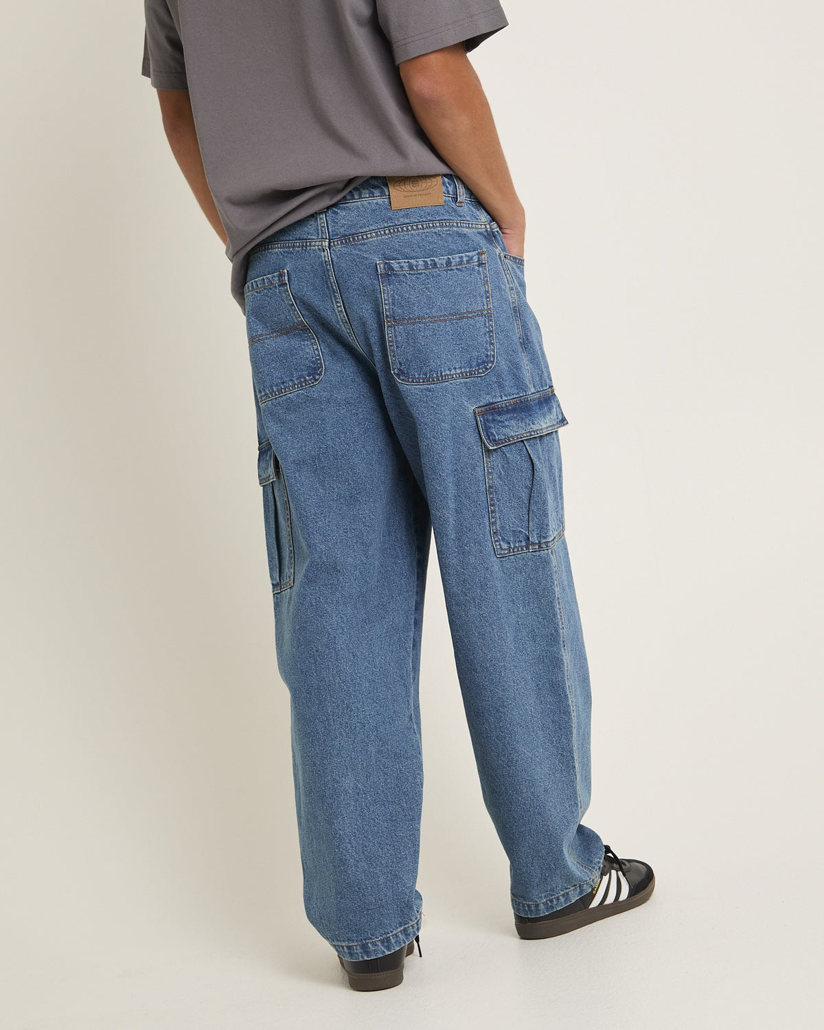 Auckland Cargo Denim Jeans MID BLUE