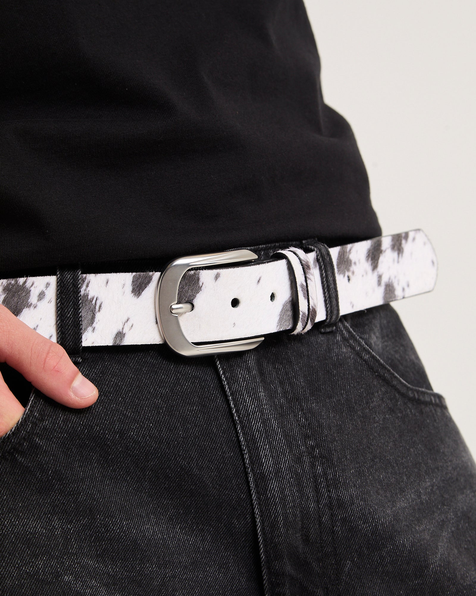 Cow Print Leather Belt – General Pants Co.